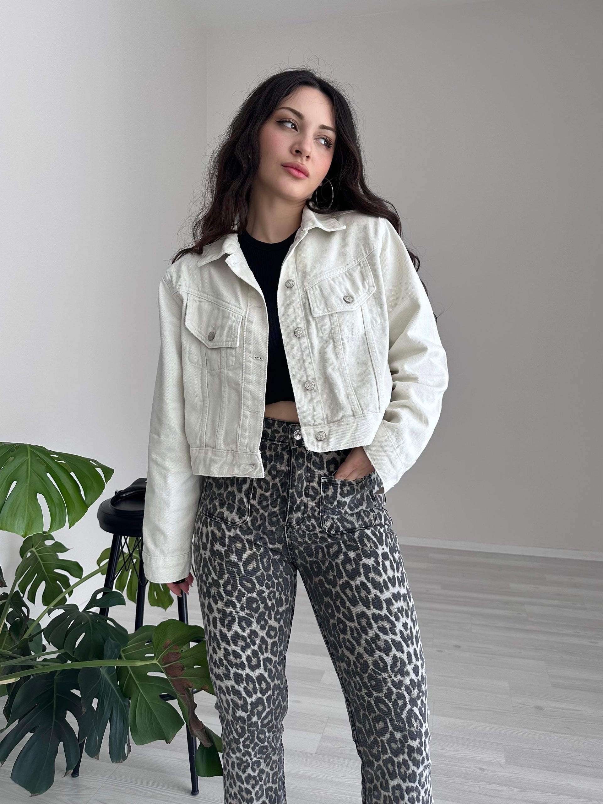 Premium Ekru Denim Ceket