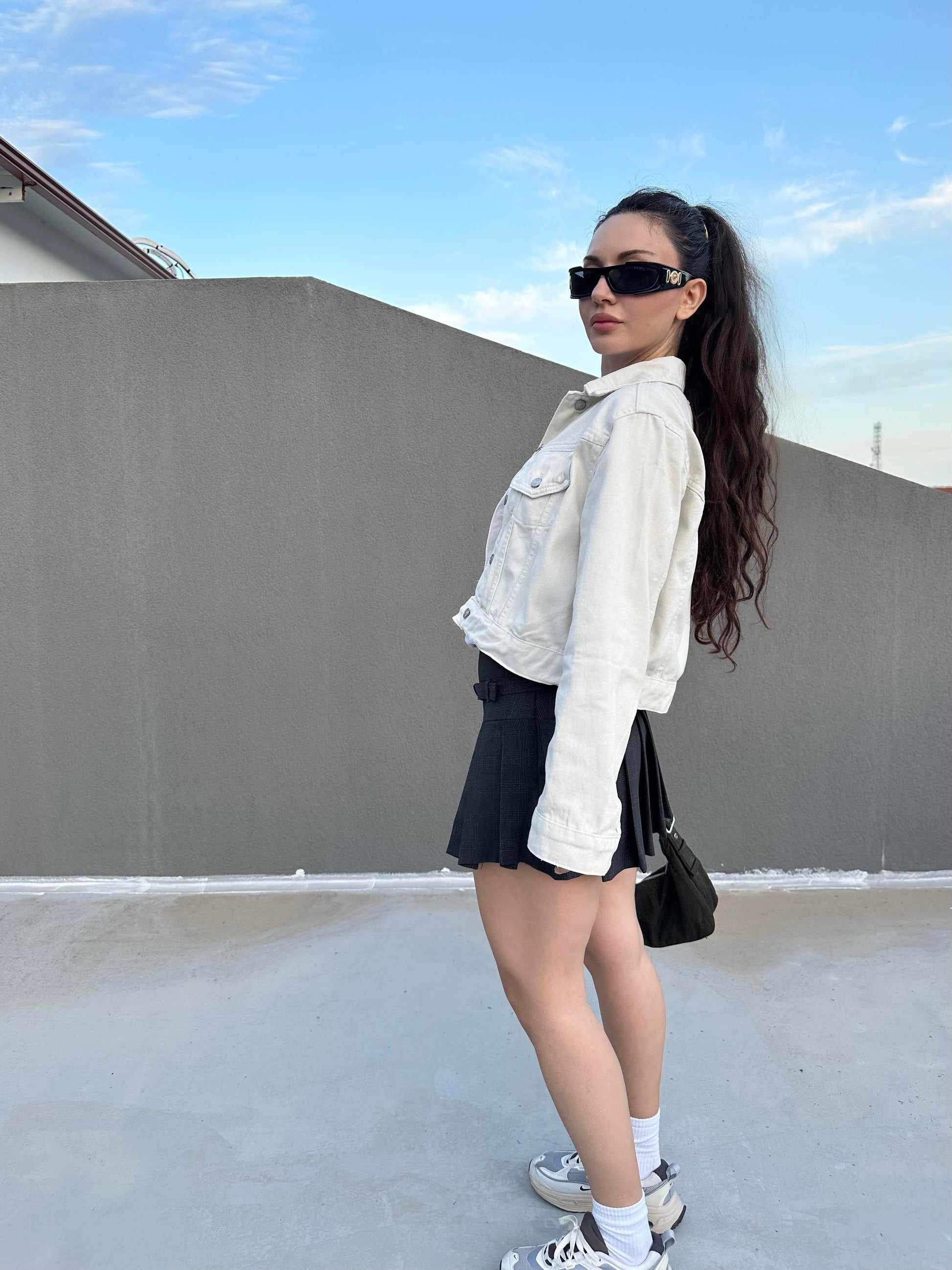 Premium Ekru Denim Ceket