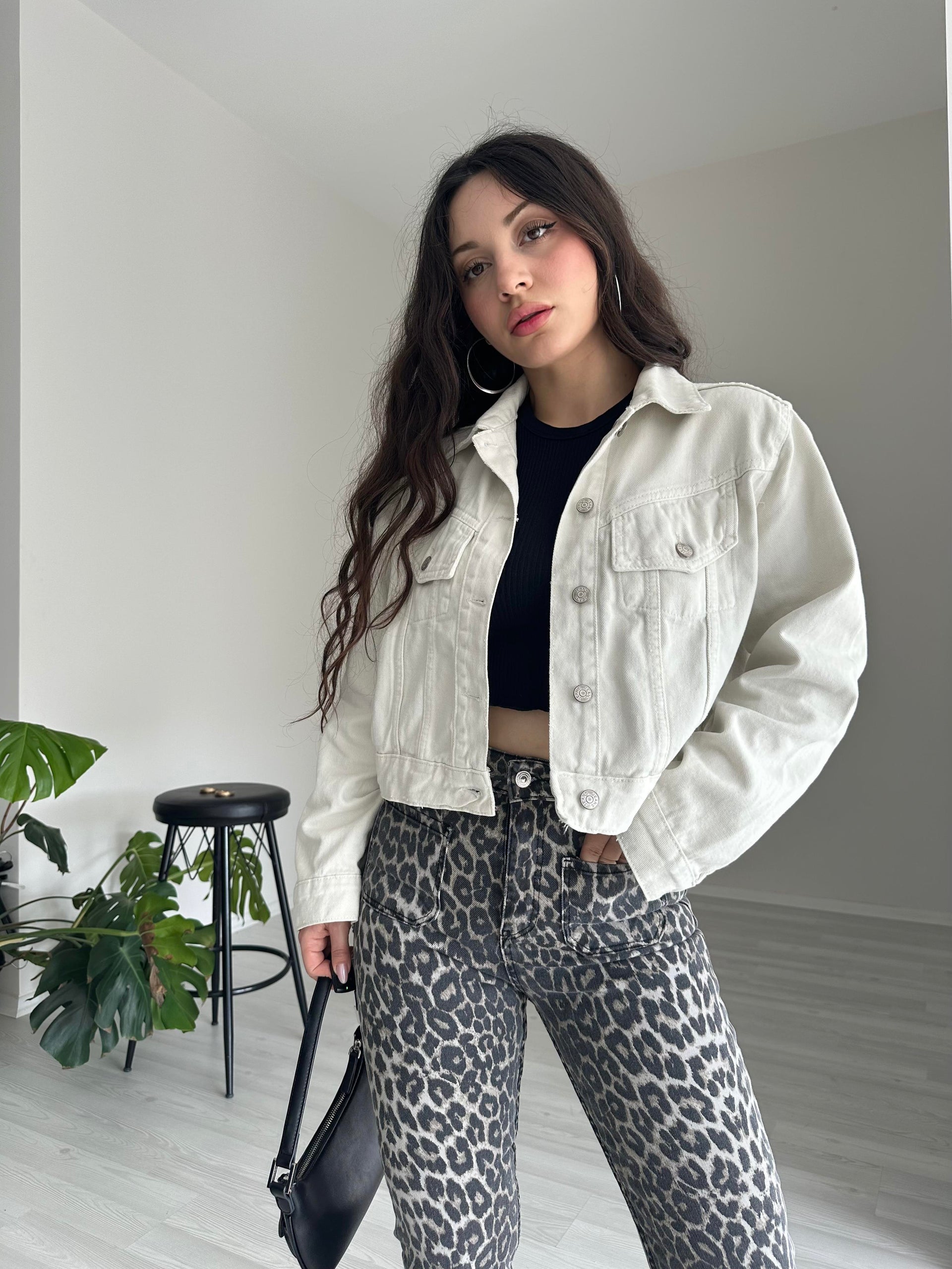 Premium Ekru Denim Ceket