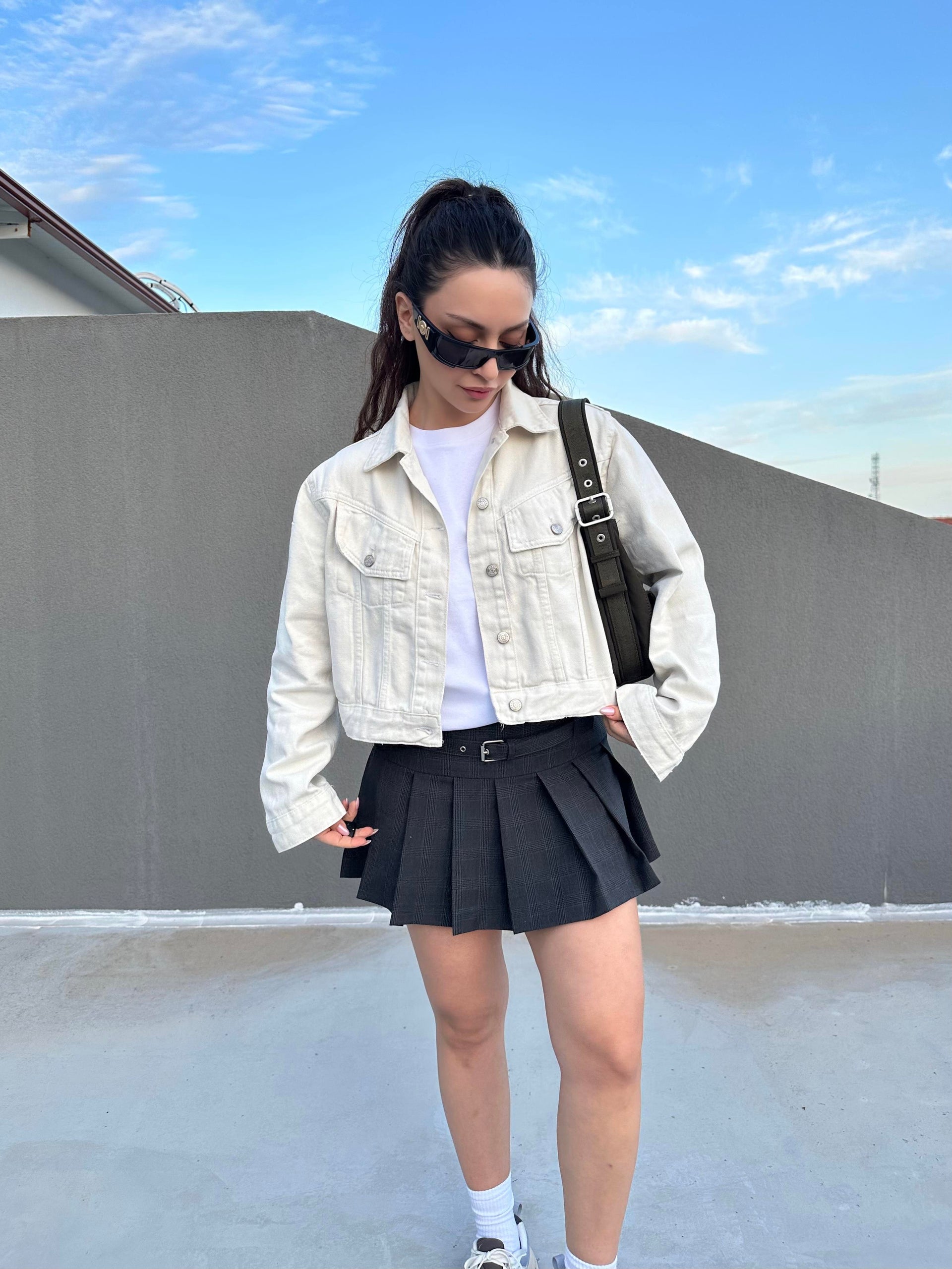 Premium Ekru Denim Ceket