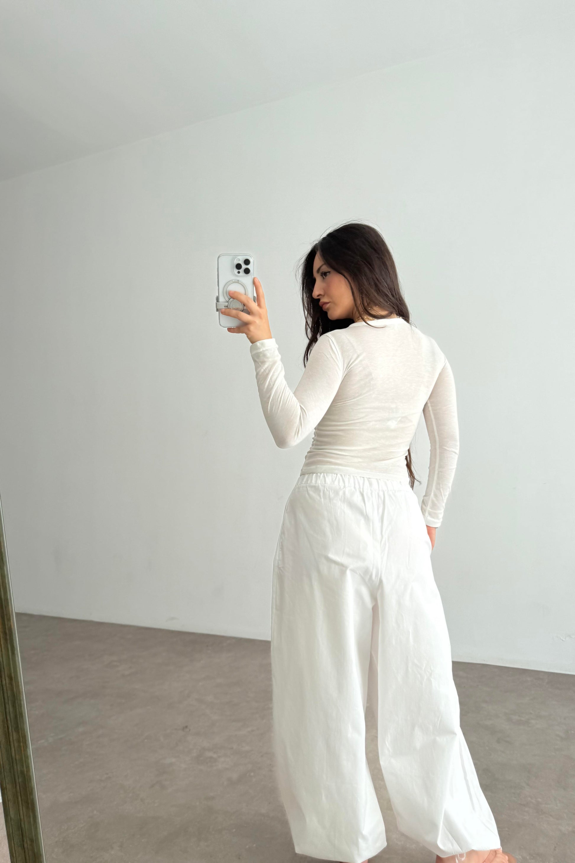 Premium Kalite Pamuk Beyaz Şalvar Pantolon