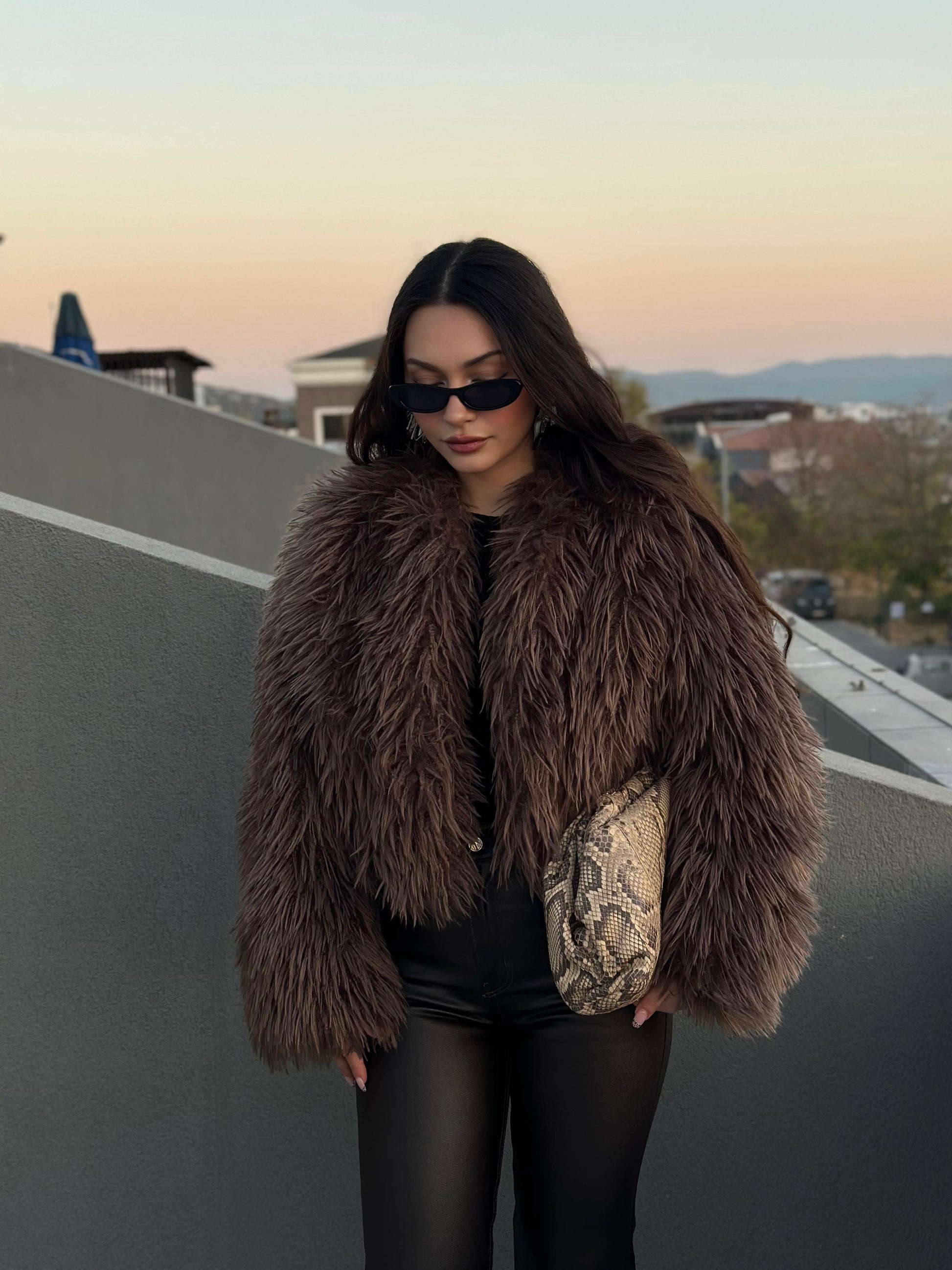 Premium Kalite Phoenix Kürk Kahve