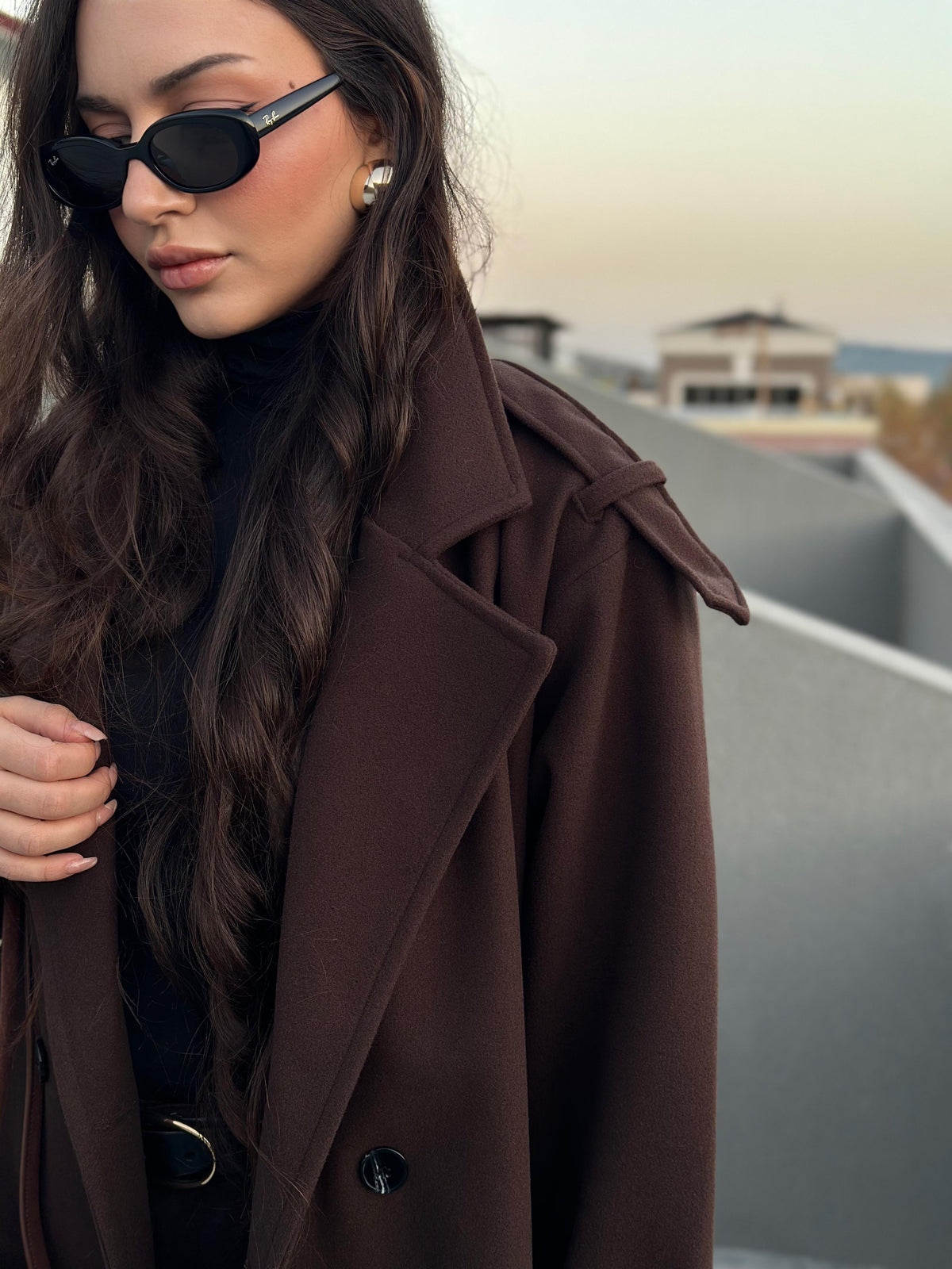 Premium Kaşe Uzun Kaban Acı Kahve