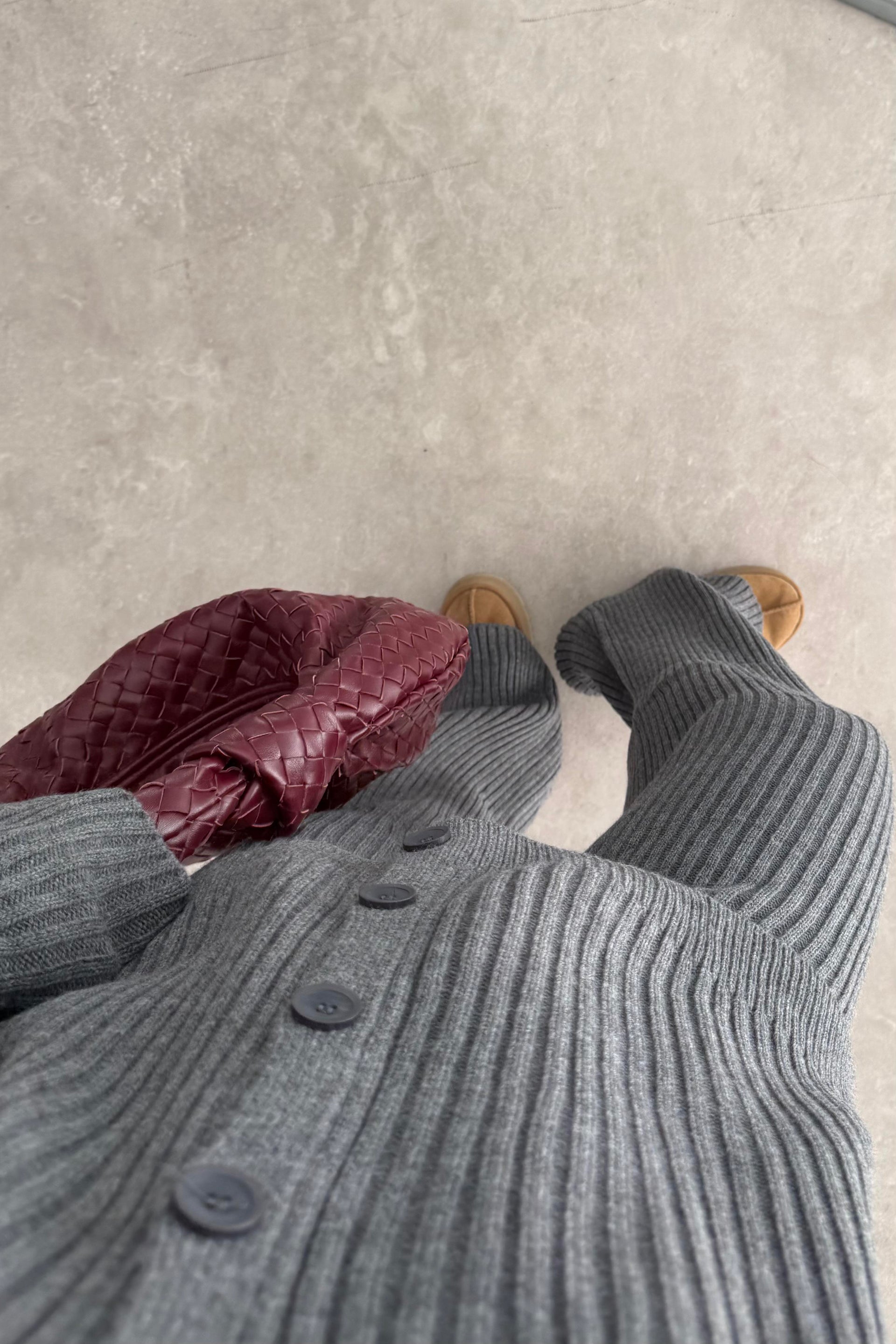 Premium Kaşkorse Hırka Pantolon Triko Füme Takım