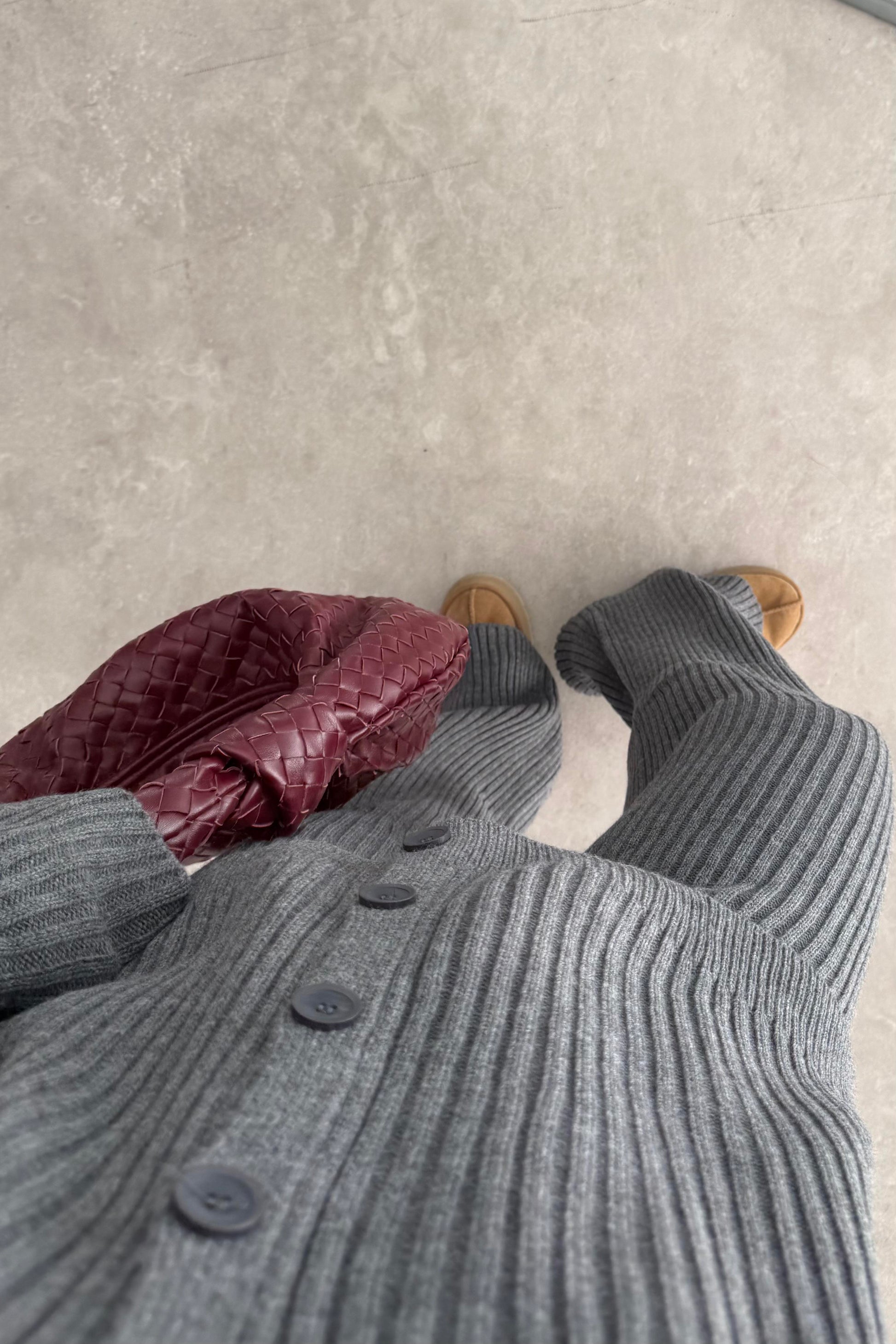 Premium Kaşkorse Hırka Pantolon Triko Füme Takım