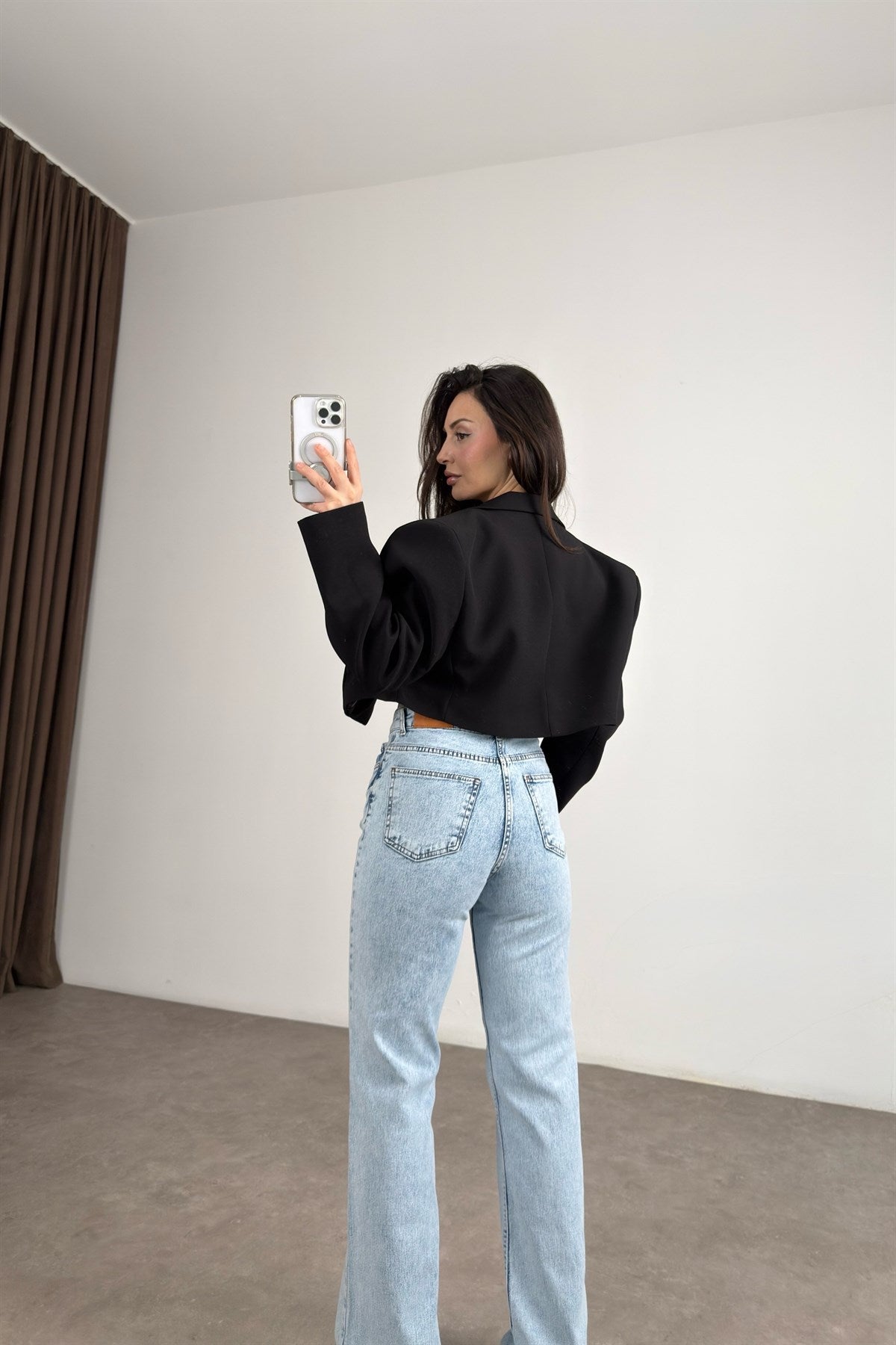 Premium Kısa Siyah Blazer Ceket