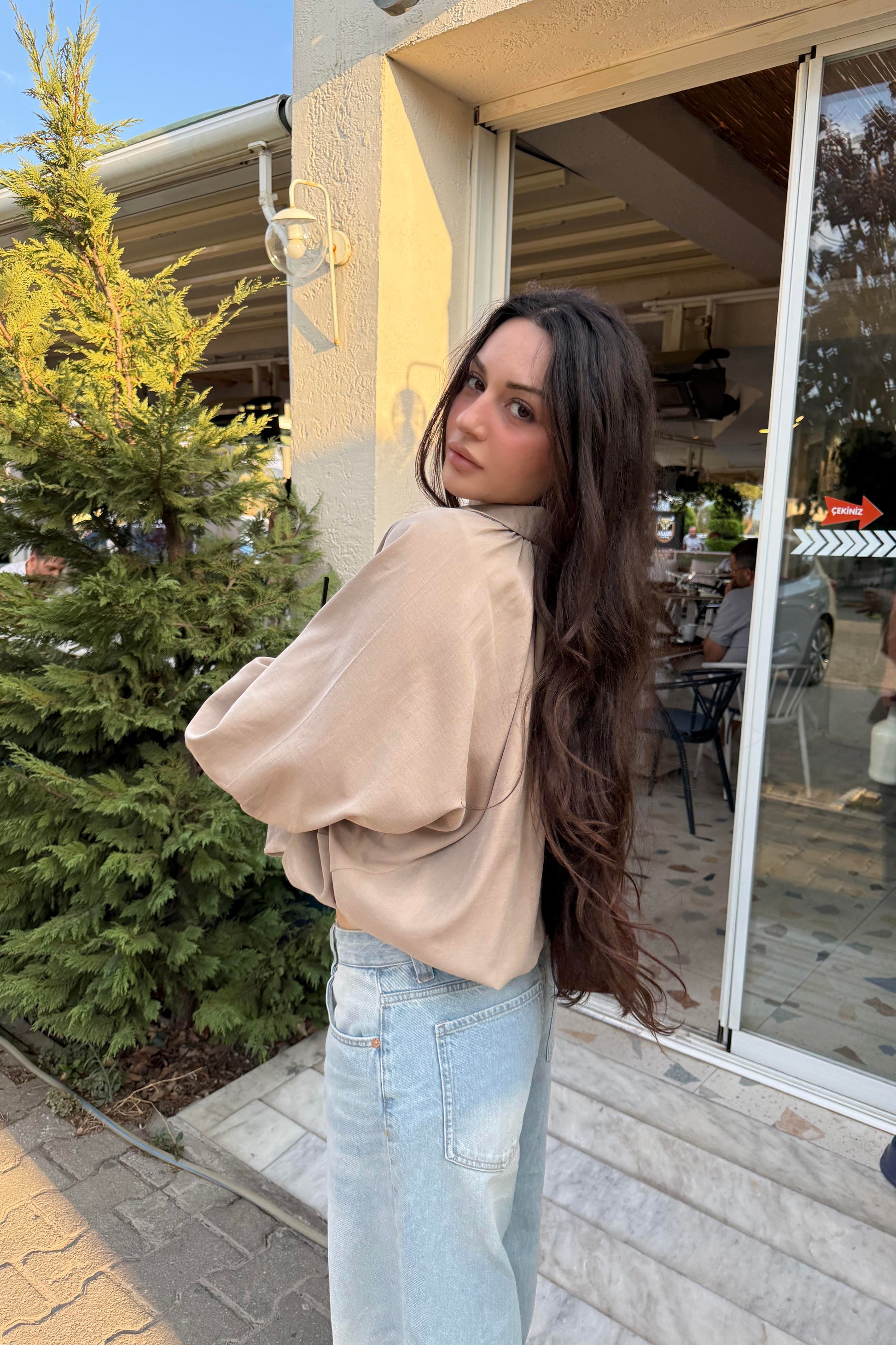 Premium Modal Yakalı Dökümlü Bomber Ceket