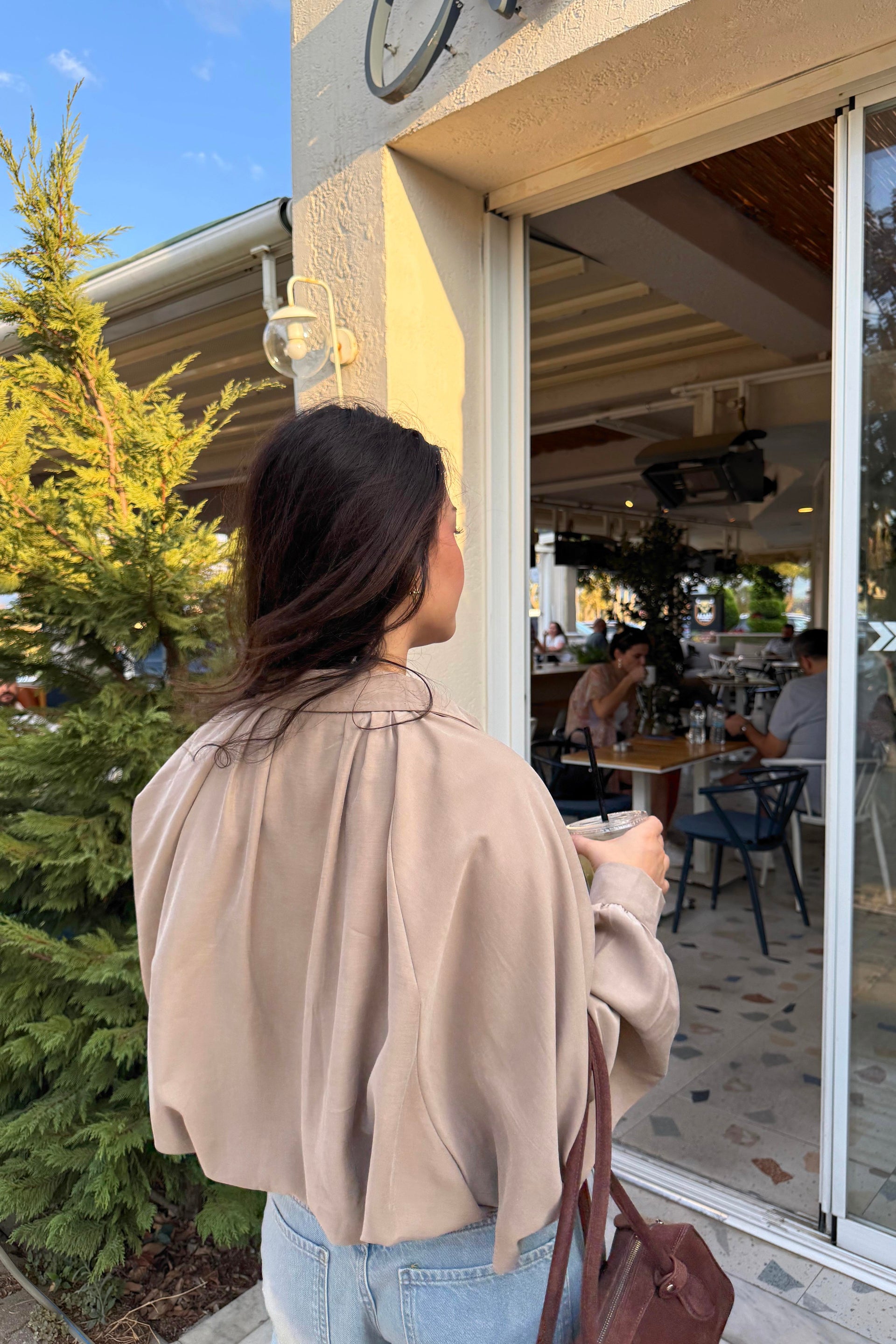 Premium Modal Yakalı Dökümlü Bomber Ceket