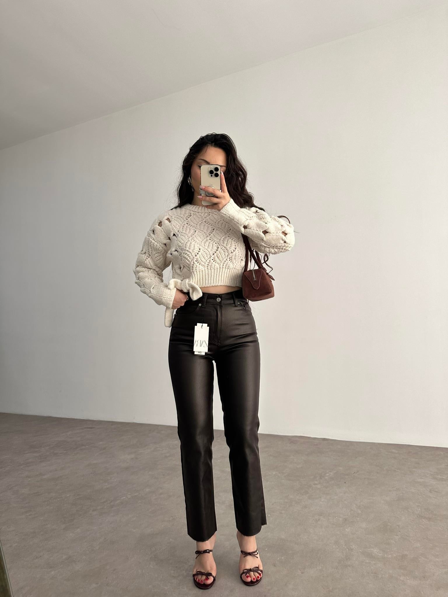Premium Mumlu Boyfit Jean Acı Kahve