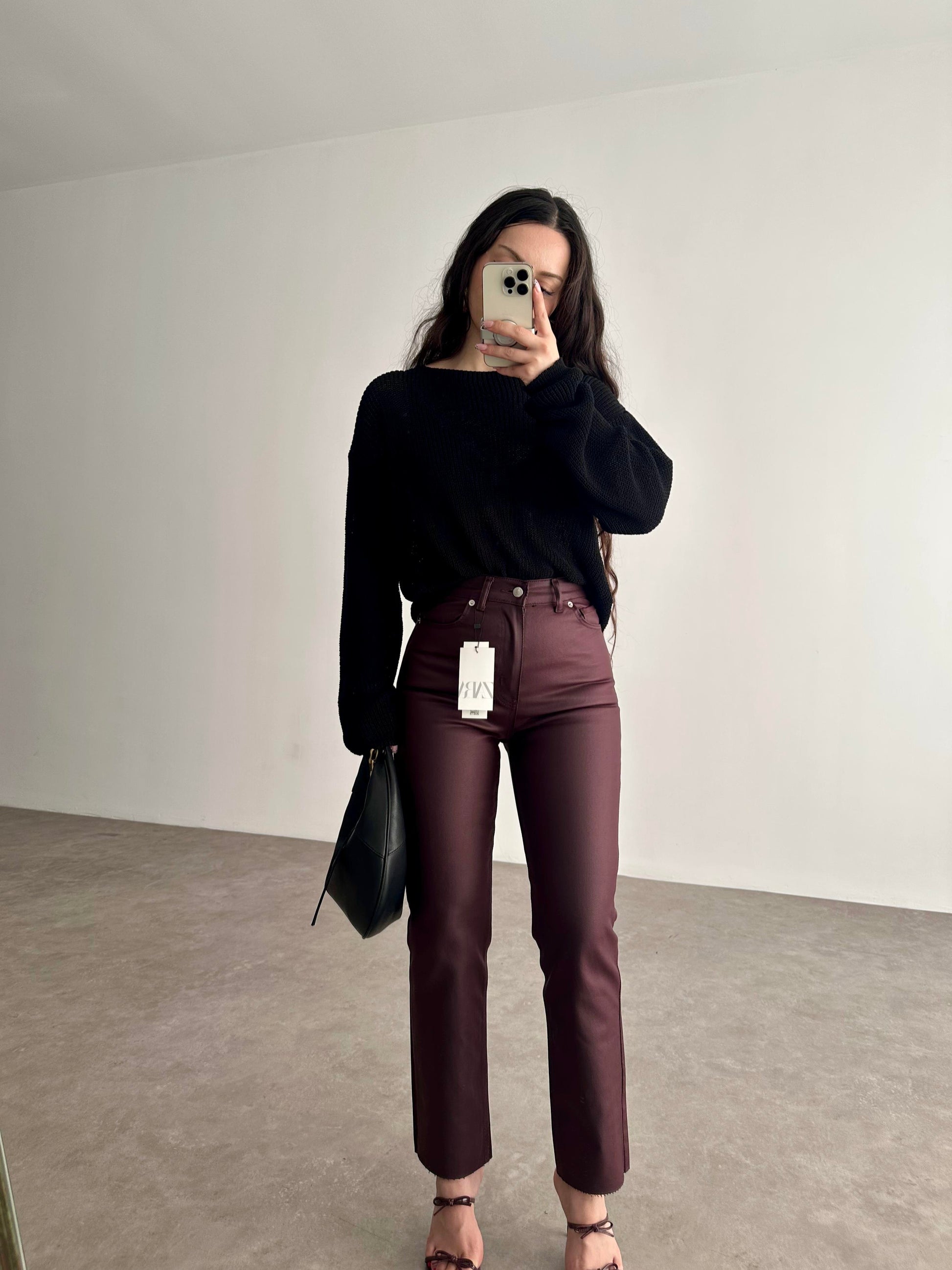 Premium Mumlu Boyfit Jean Koyu Bordo