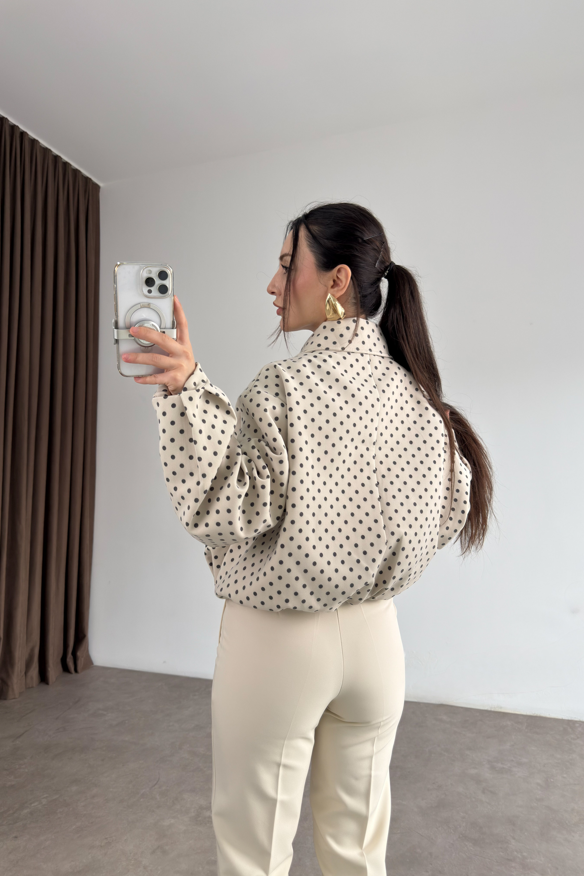 Premium Puantiyeli Bomber Ceket