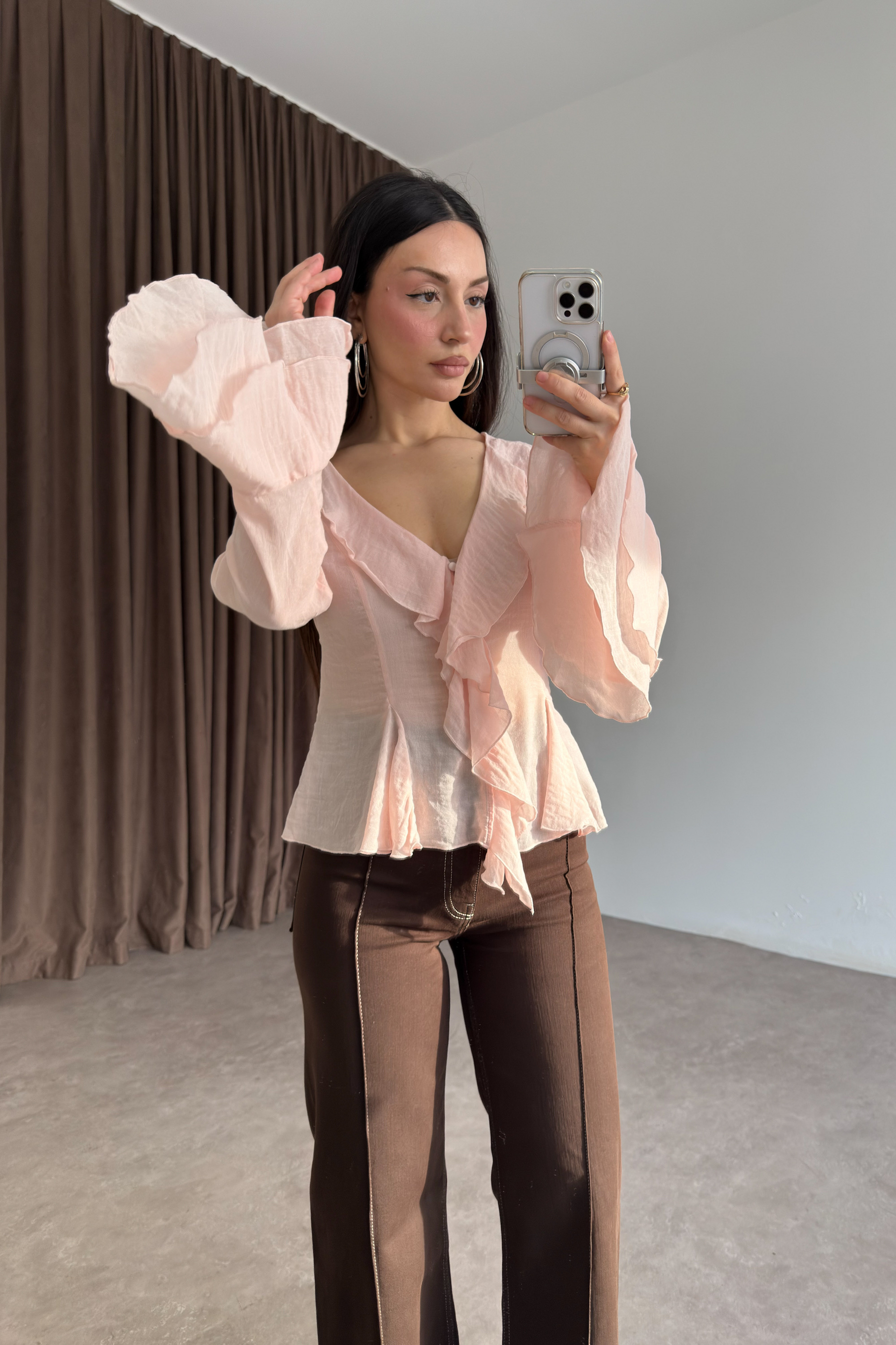 Premium Seashell Pembe Romantik Gömlek