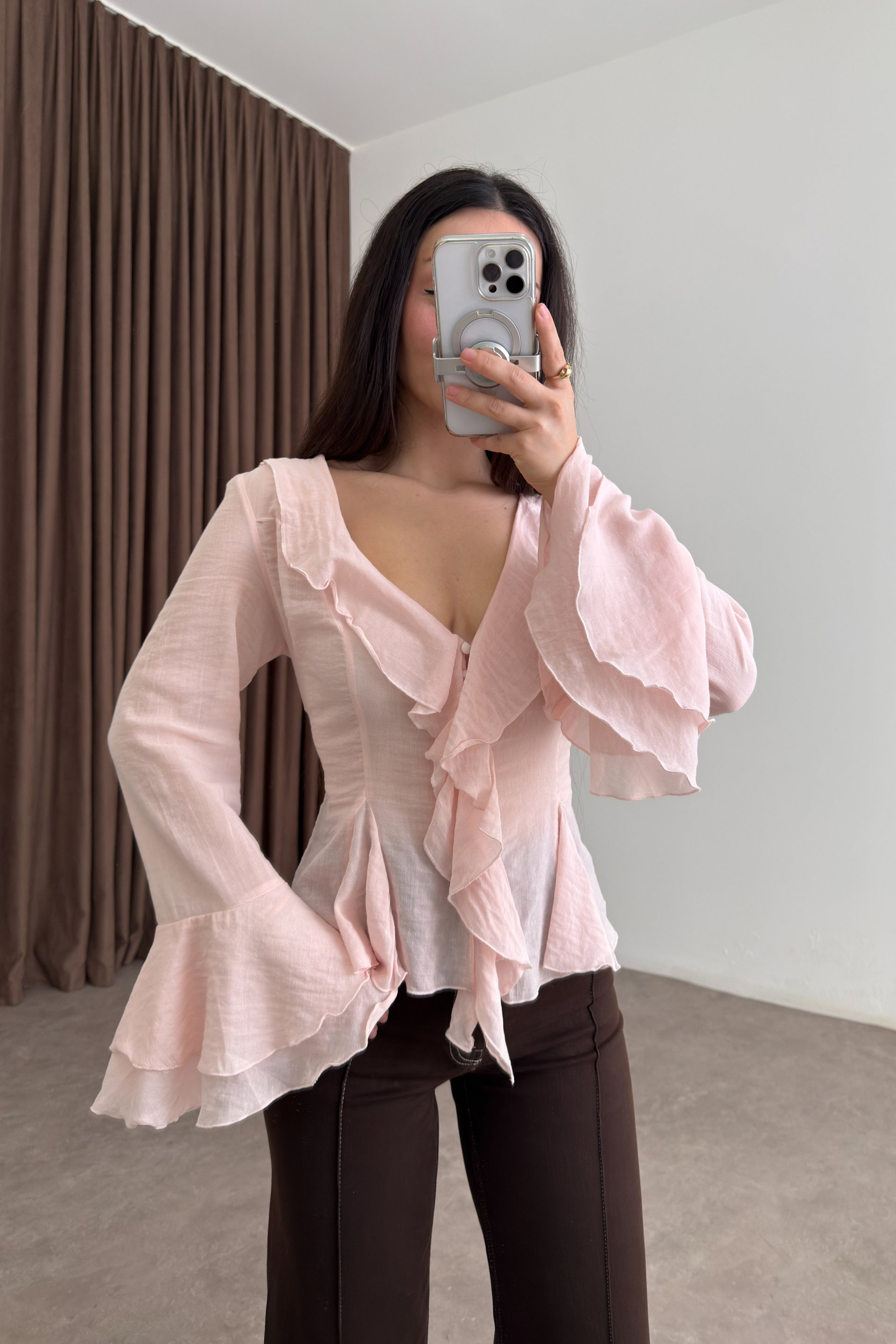 Premium Seashell Pembe Romantik Gömlek