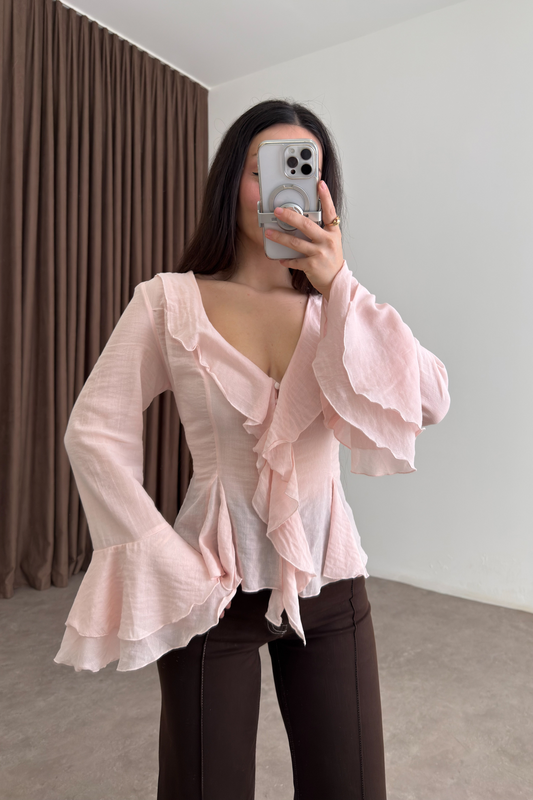 Premium Seashell Pembe Romantik Gömlek