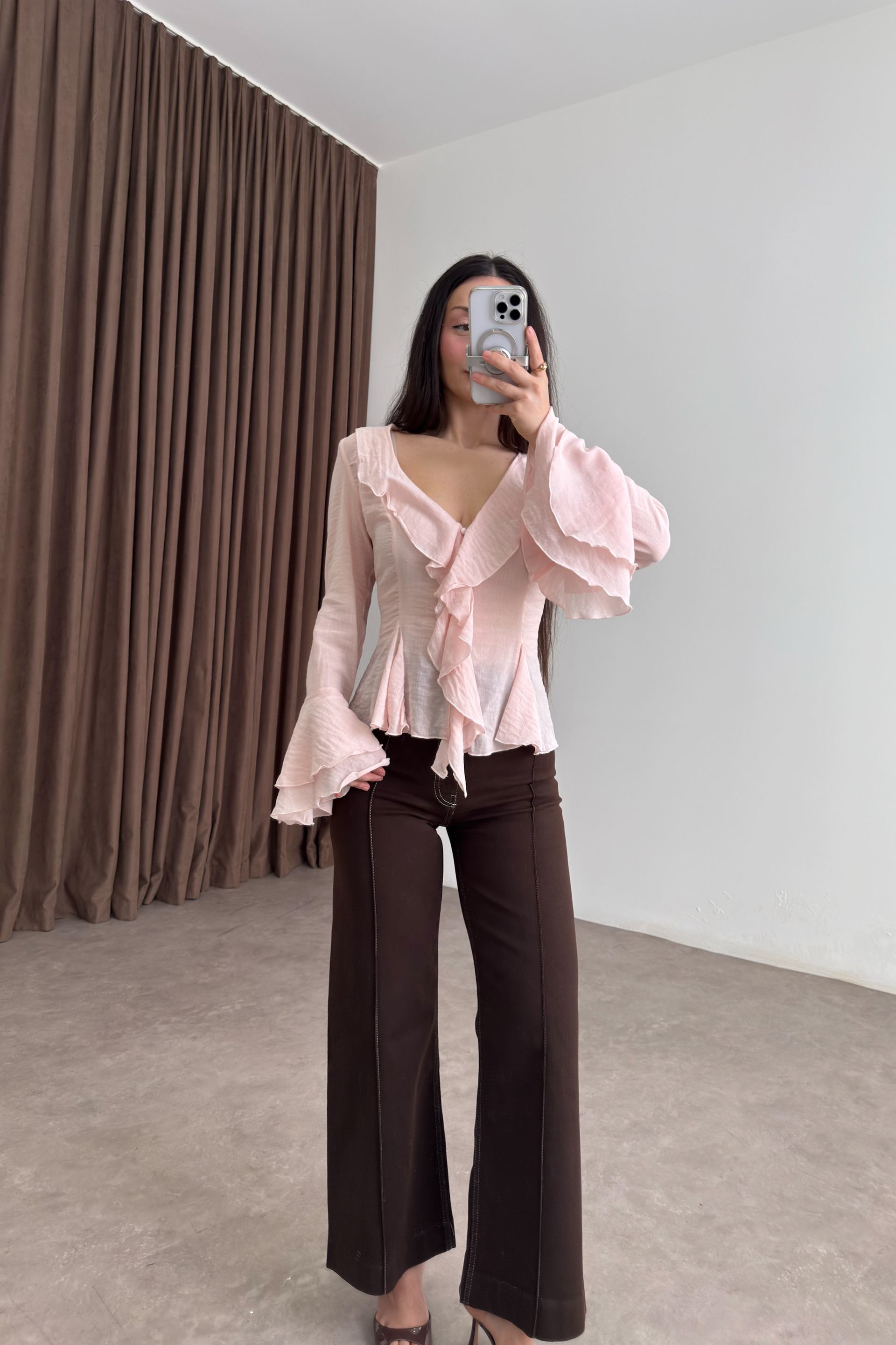 Premium Seashell Pembe Romantik Gömlek