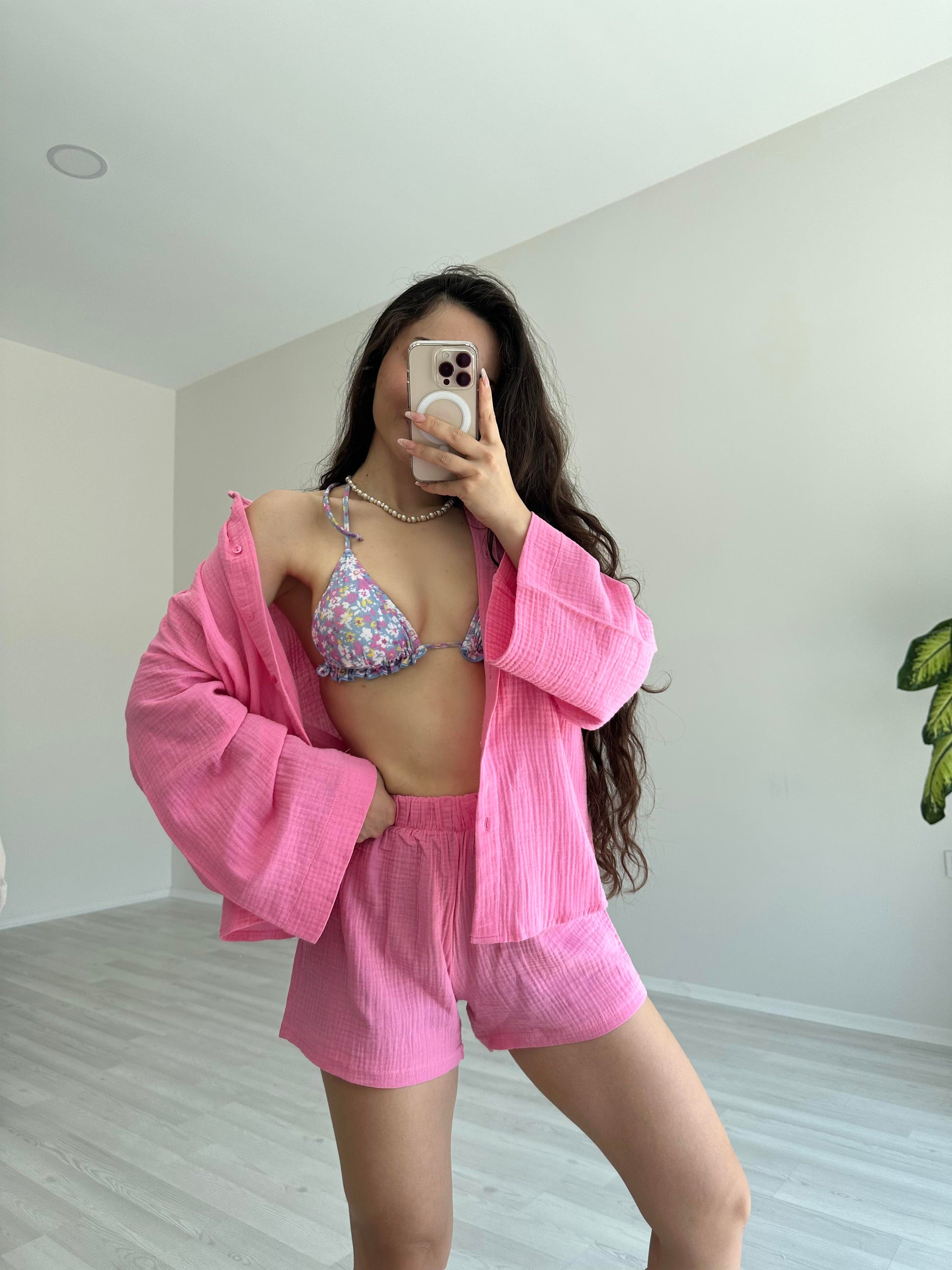 Premium Seri Pembe Müslin Takım