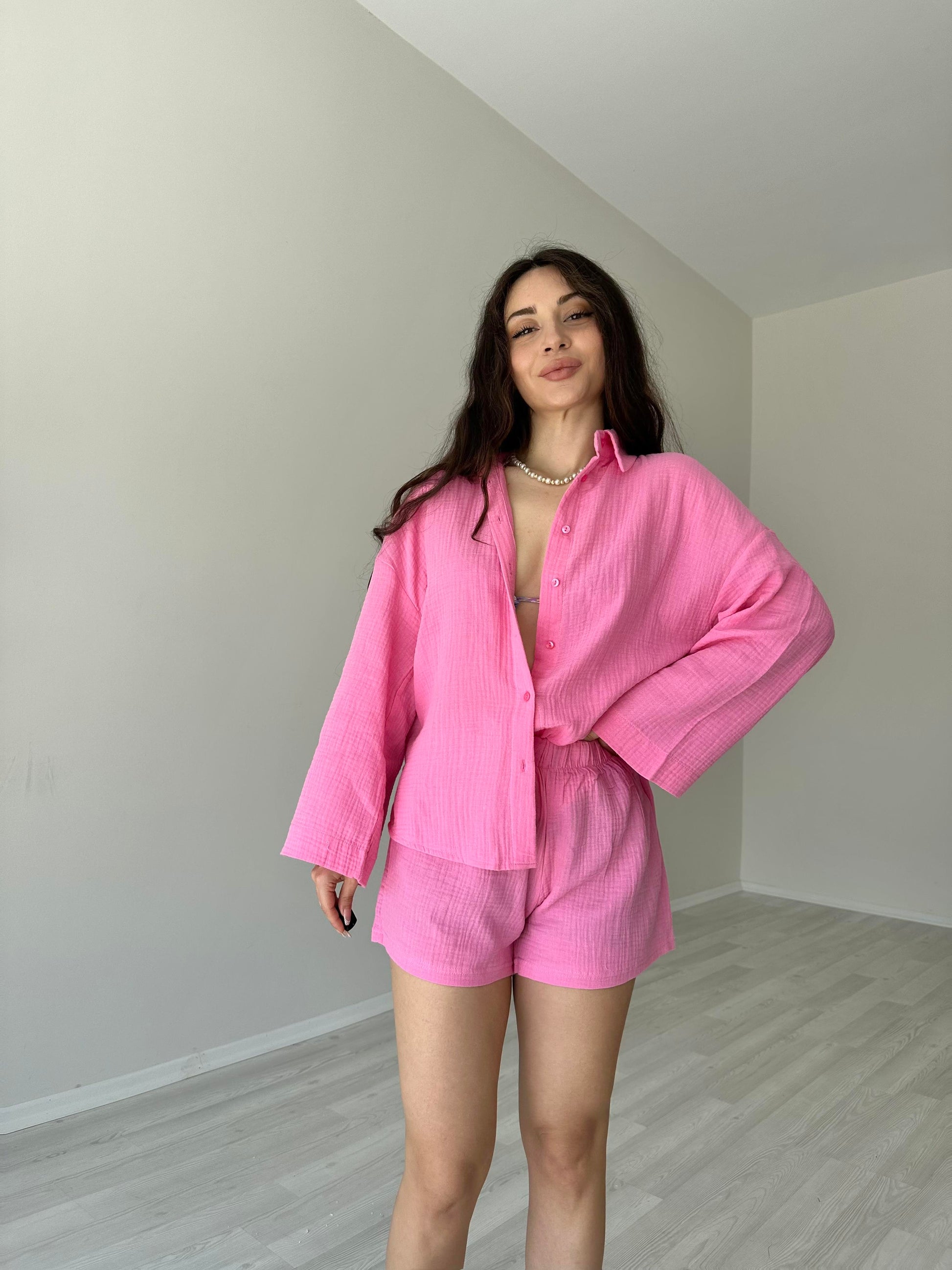 Premium Seri Pembe Müslin Takım