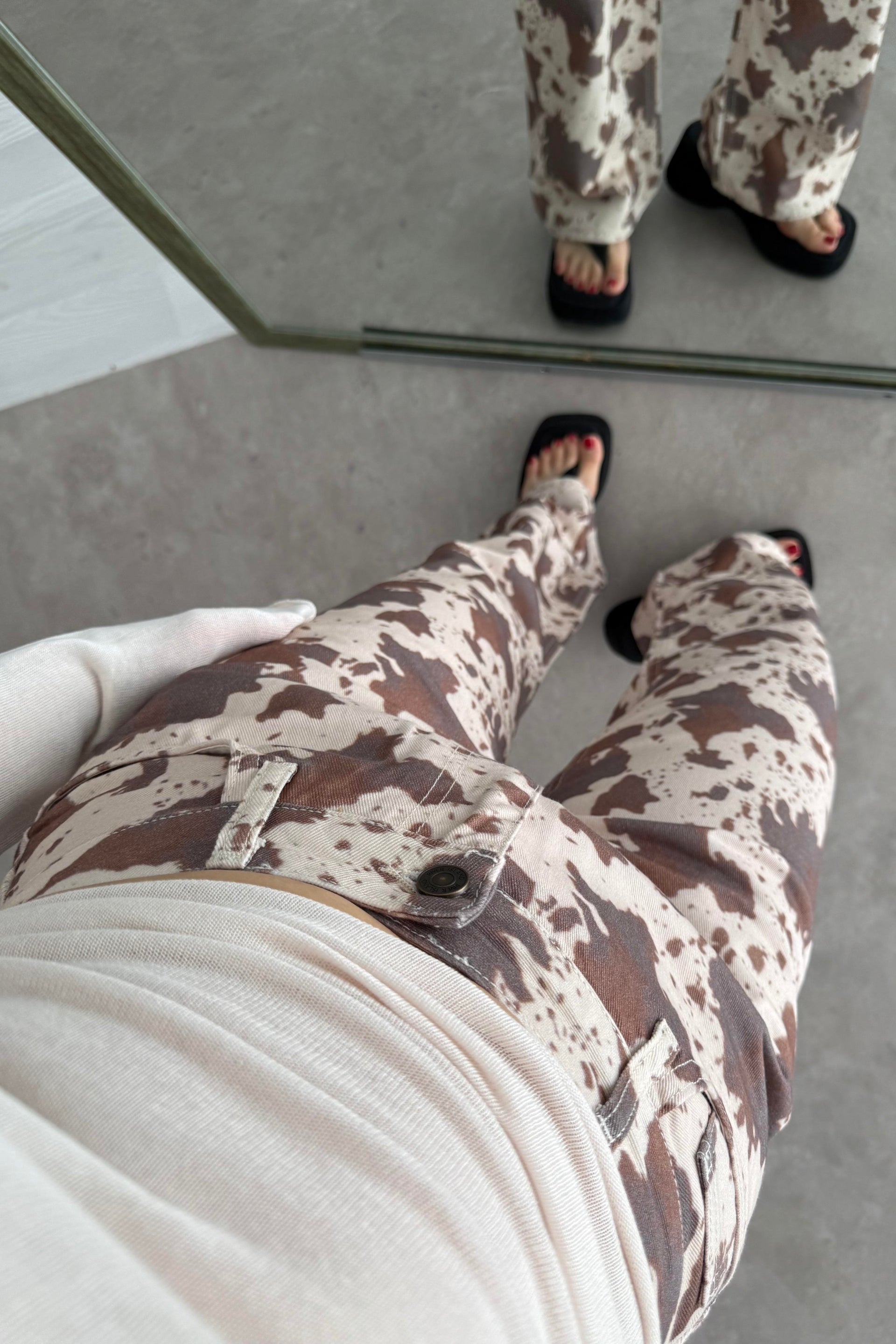 River Island Tasarım Cow Pantolon