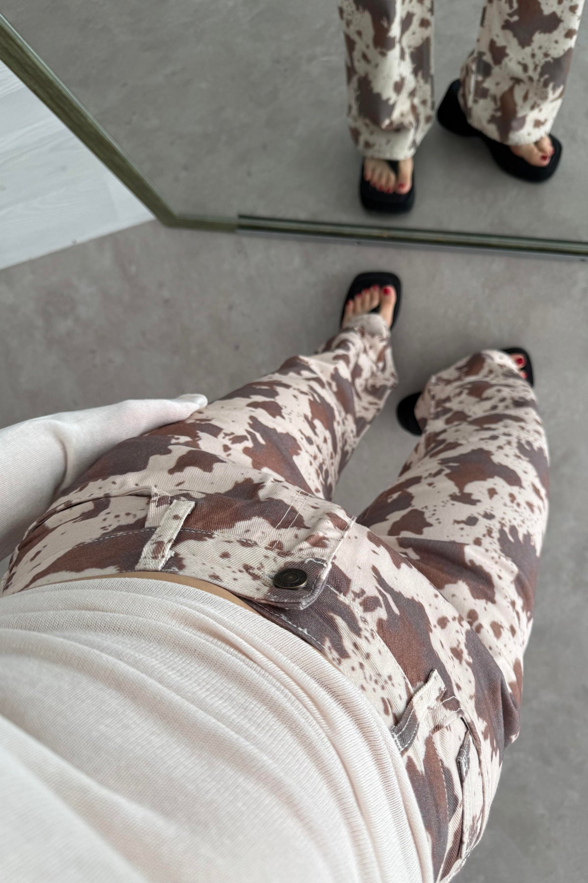 River Island Tasarım Cow Pantolon