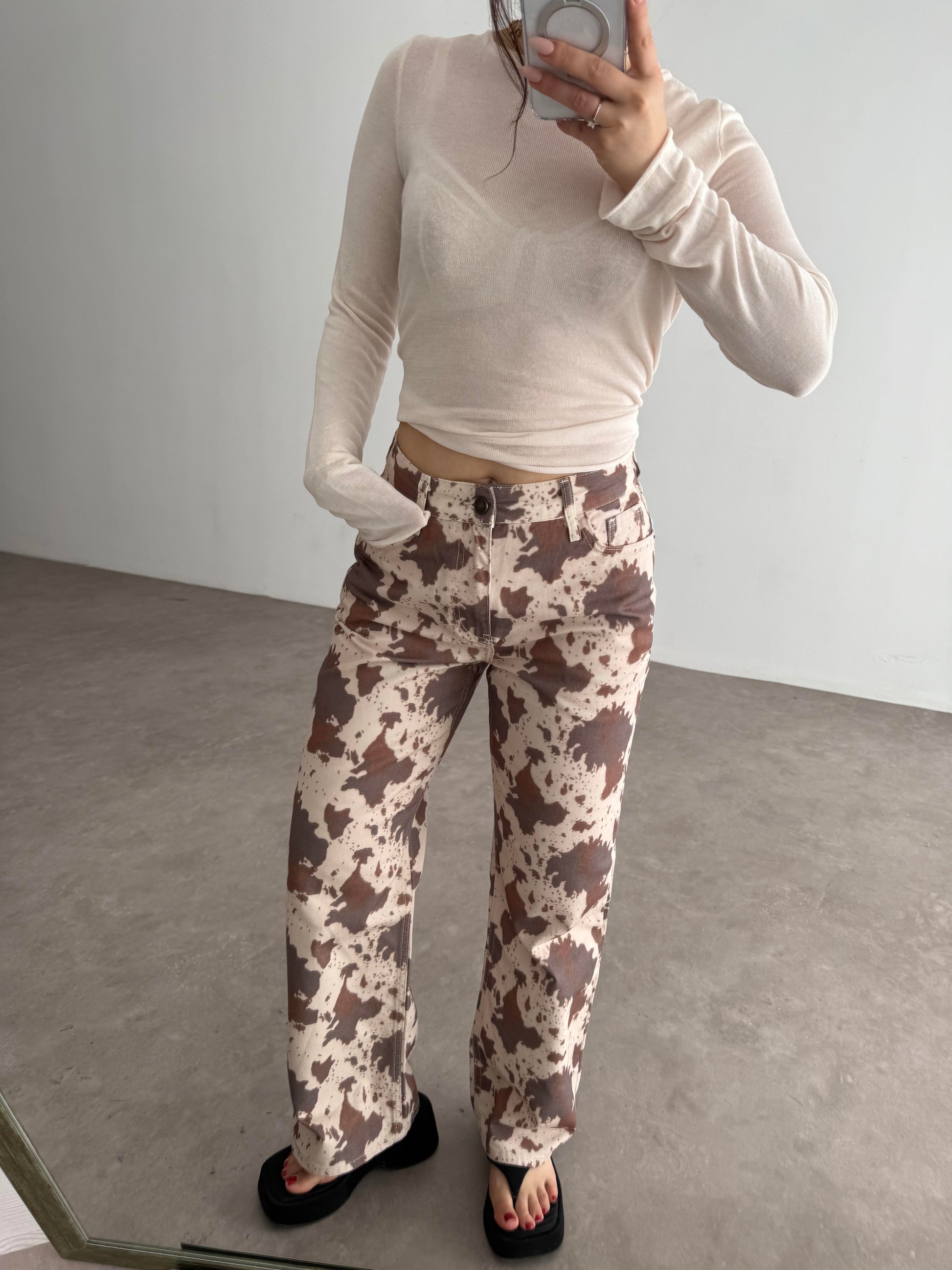 River Island Tasarım Cow Pantolon