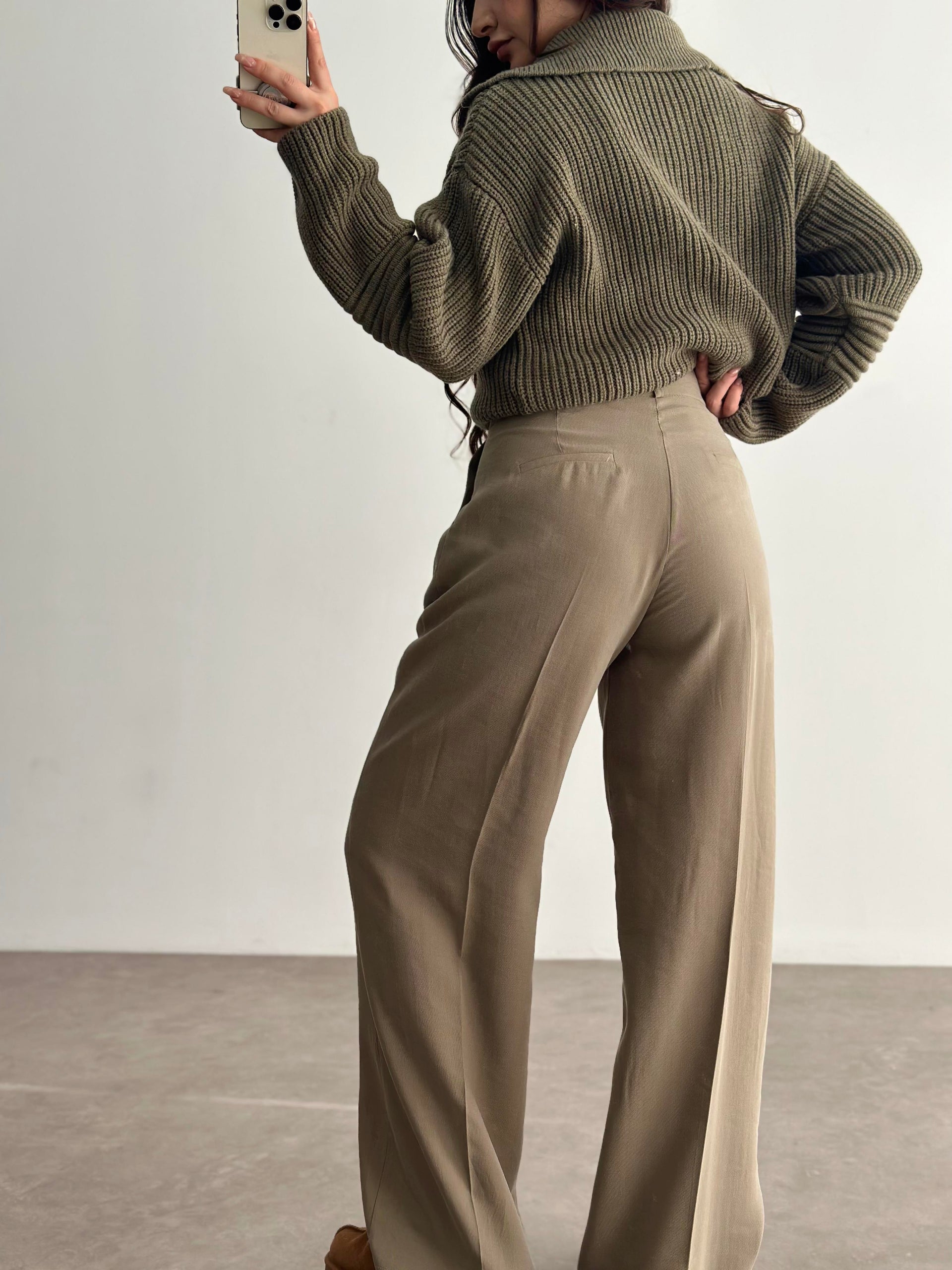 Premium Tensel Dökümlü Çağla Pantolon