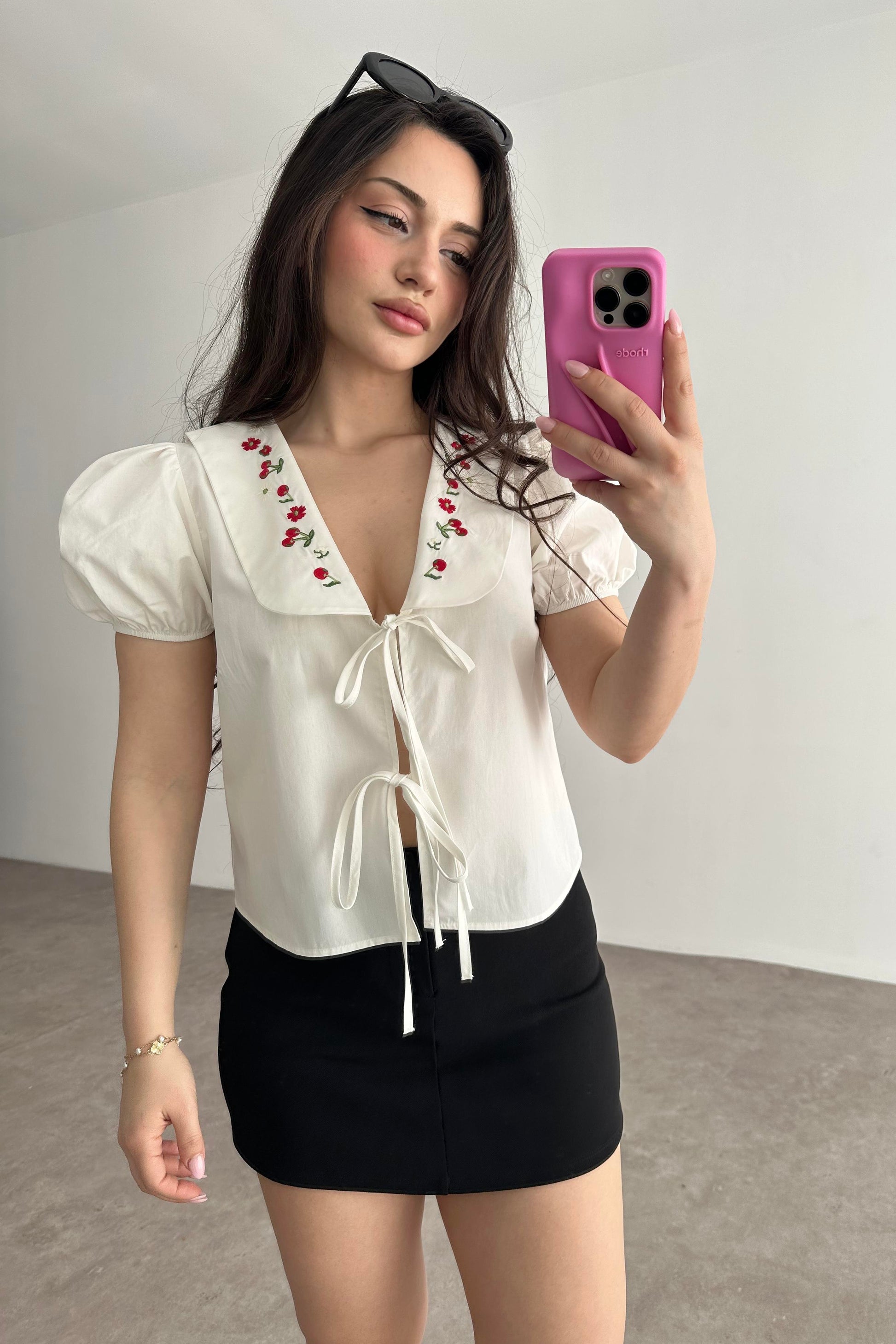Ravi Bebe Yaka Nakışlı Premium Bluz