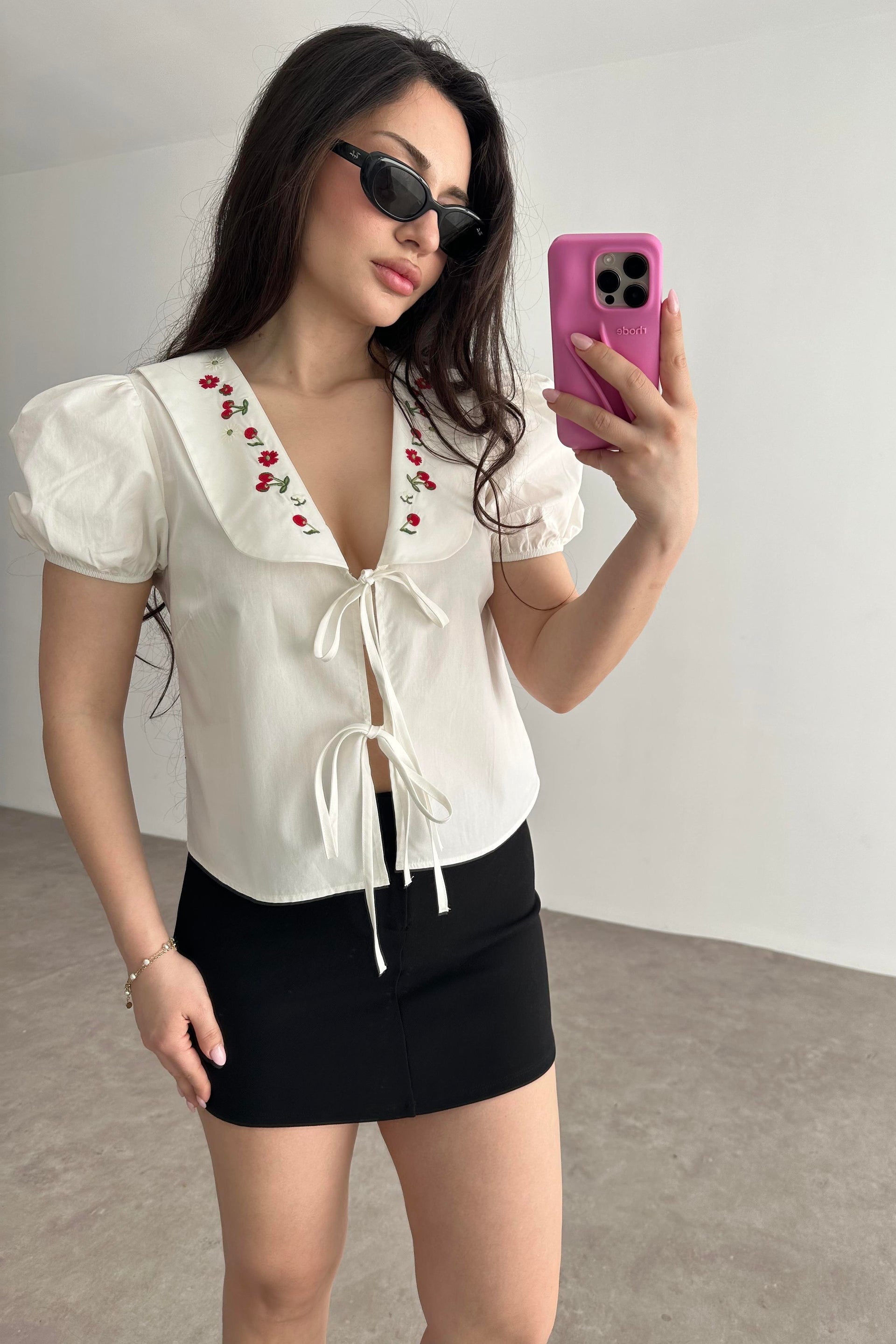 Ravi Bebe Yaka Nakışlı Premium Bluz