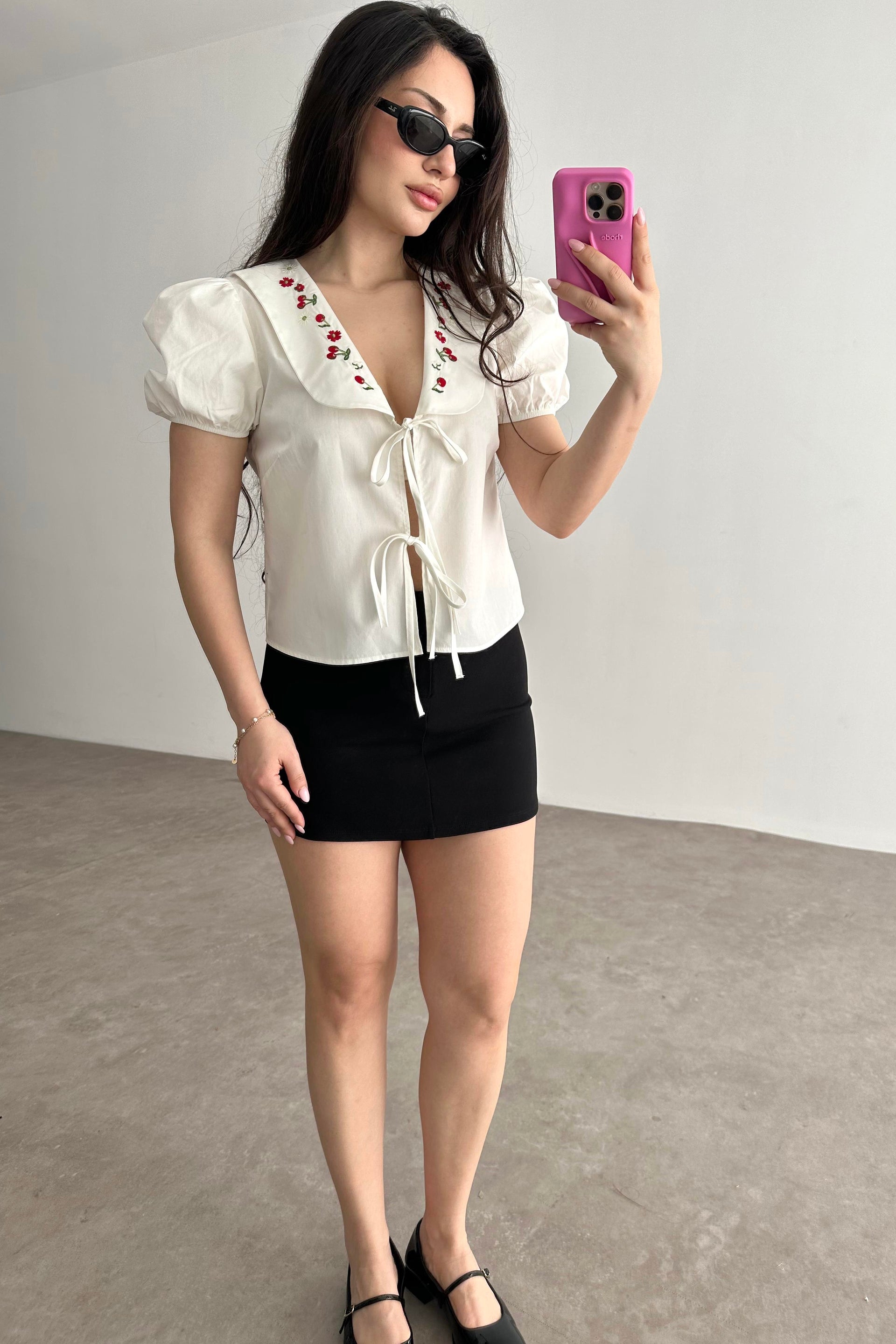 Ravi Bebe Yaka Nakışlı Premium Bluz