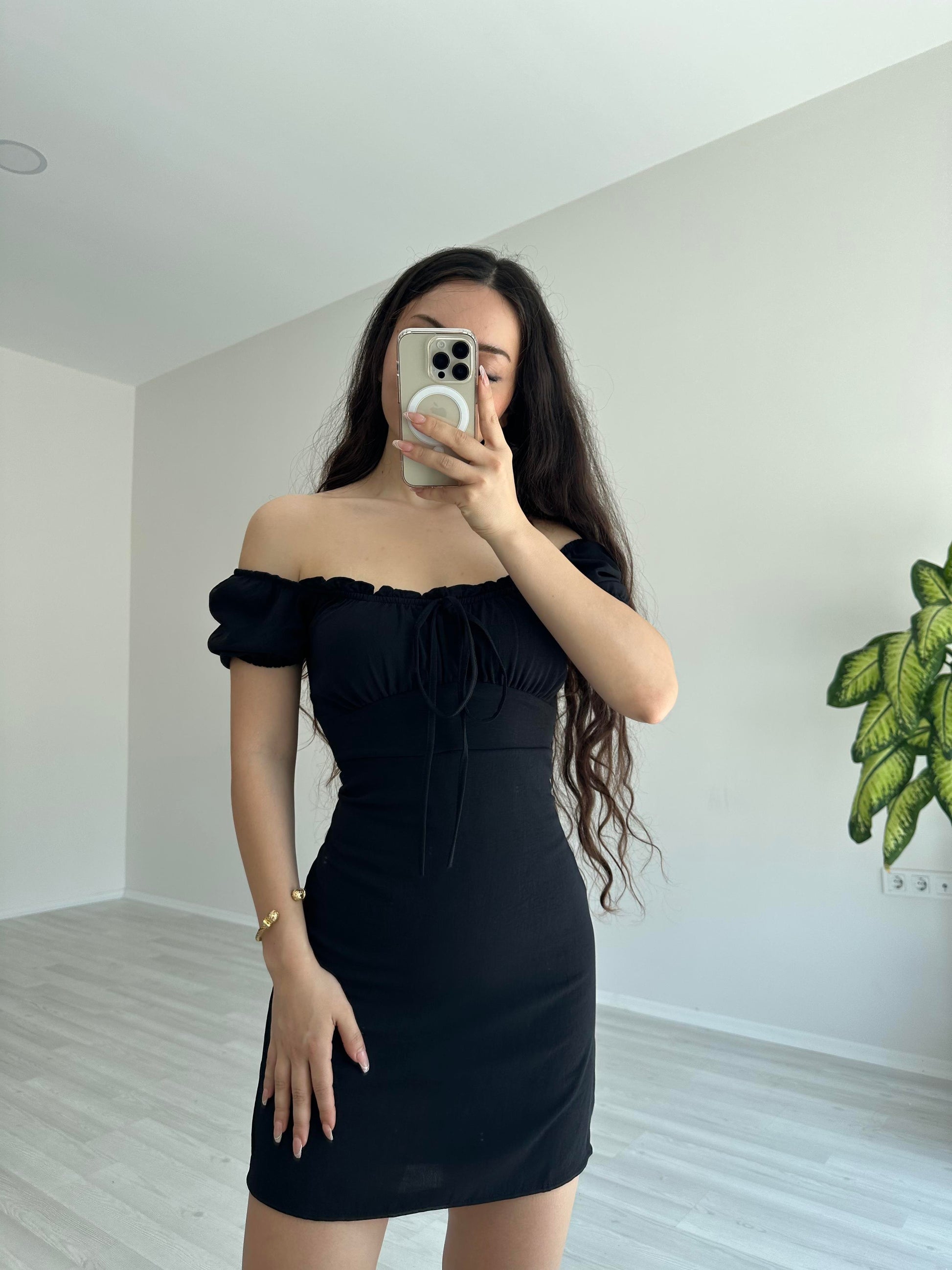 Sasha Astarlı Siyah Elbise