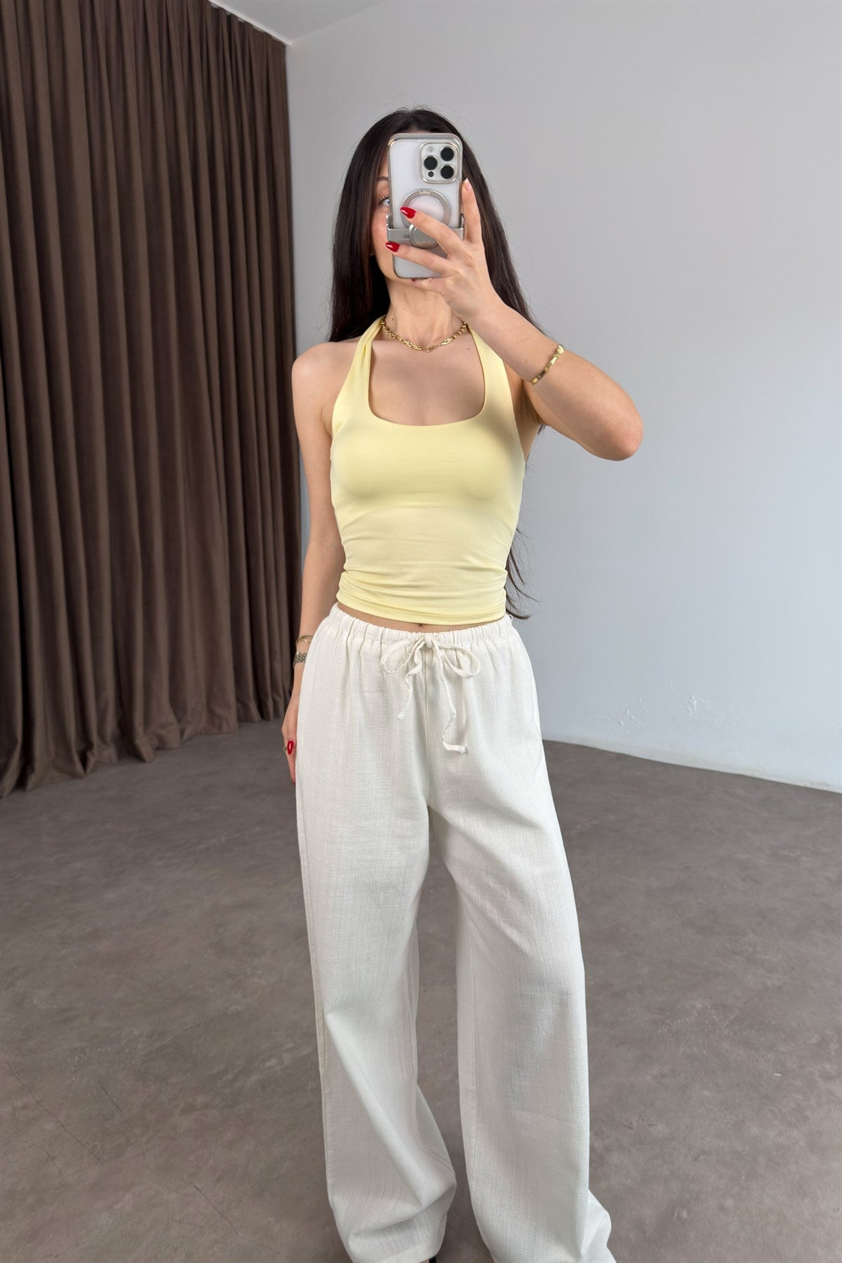 Strteen Boyundan Askılı Sarı Body