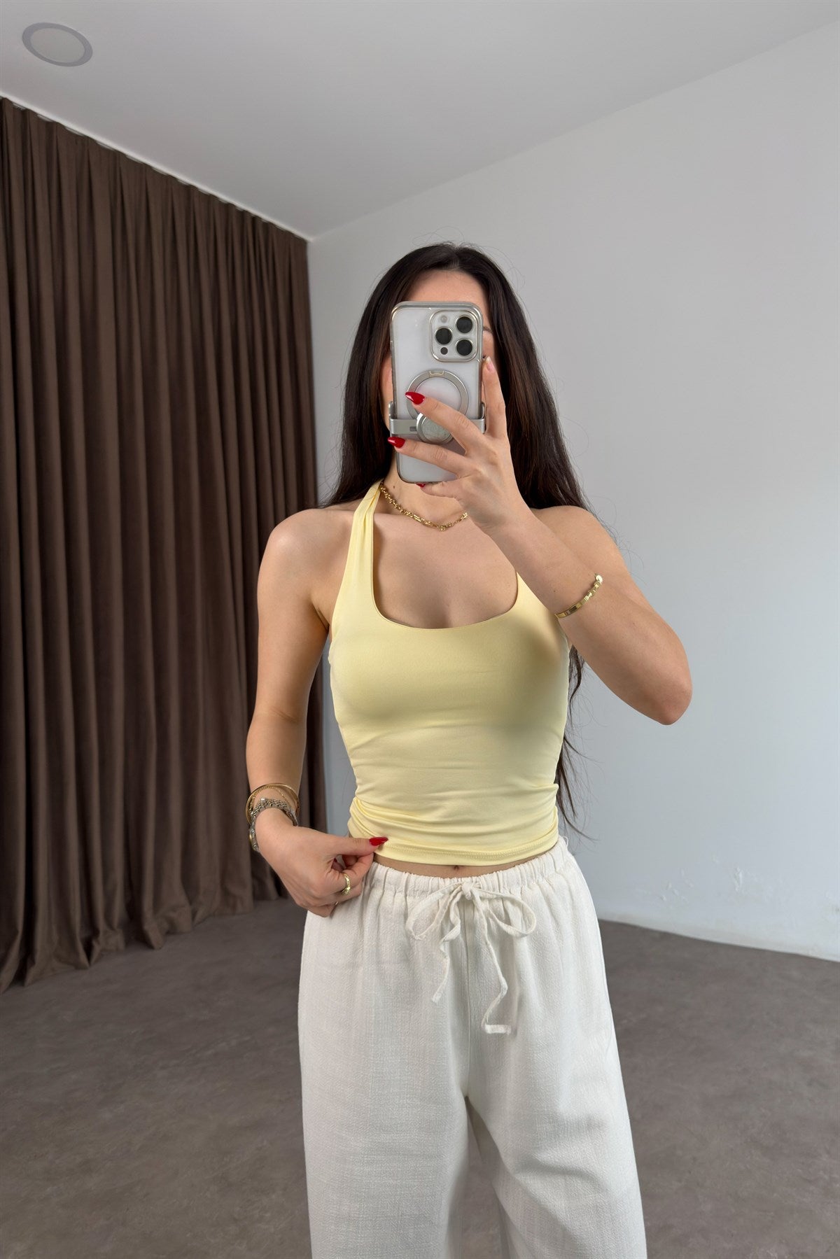 Strteen Boyundan Askılı Sarı Body