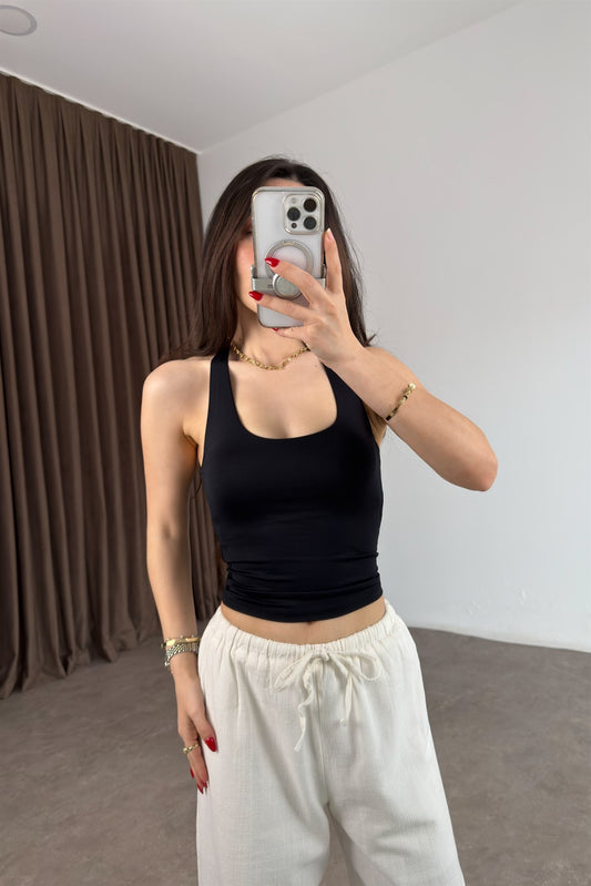 Strteen Boyundan Askılı Siyah Body