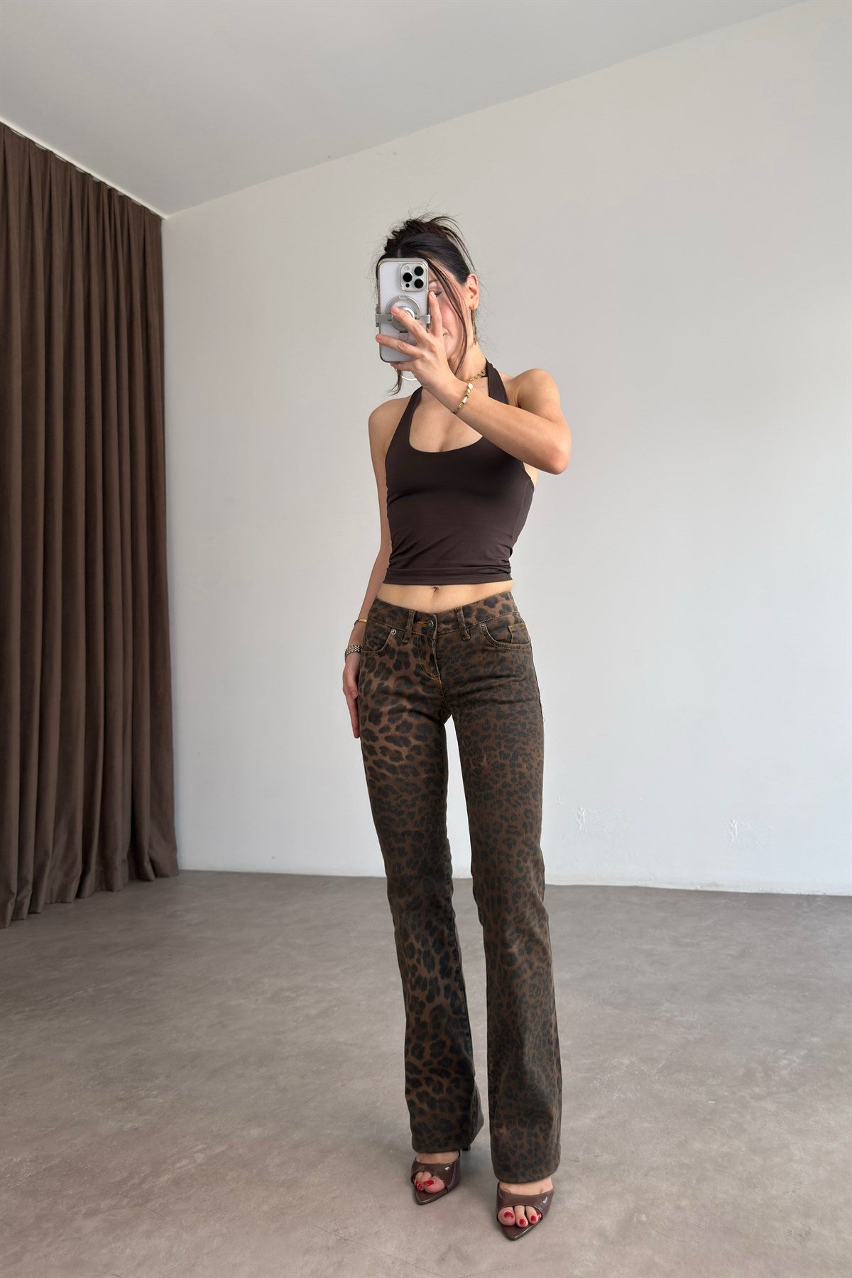 Subdued Leopar Likralı Flare Jean