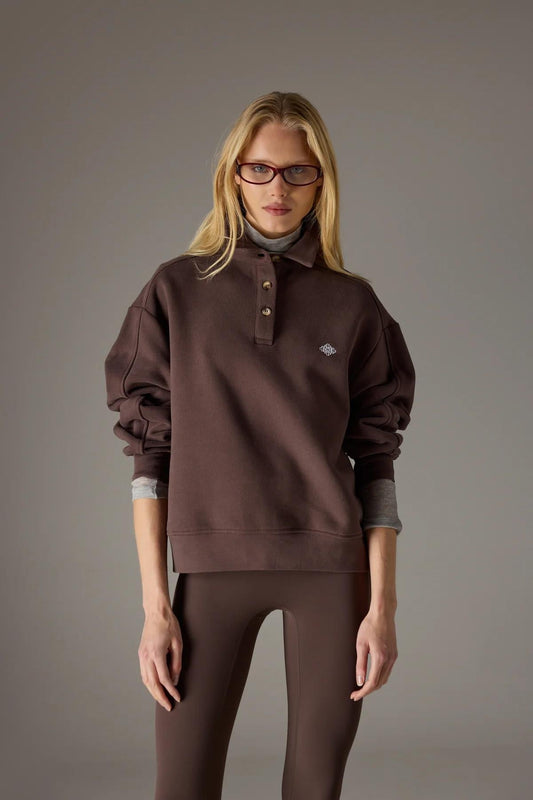 T.C.C Orijinal Premium Kahve Polo Yaka Sweatshirt