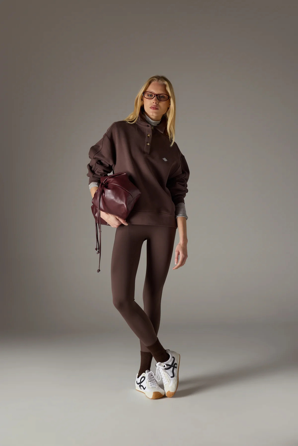 T.C.C Orijinal Premium Kahve Polo Yaka Sweatshirt