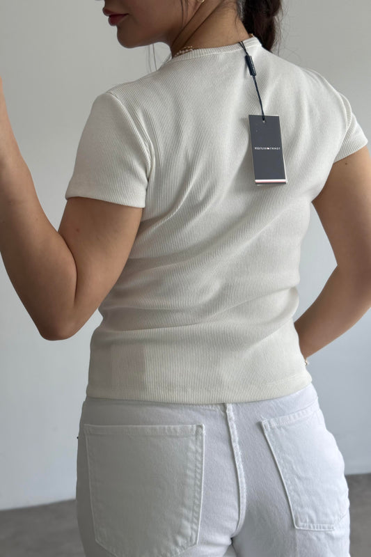 TH Kare Logolu Beyaz T-shirt