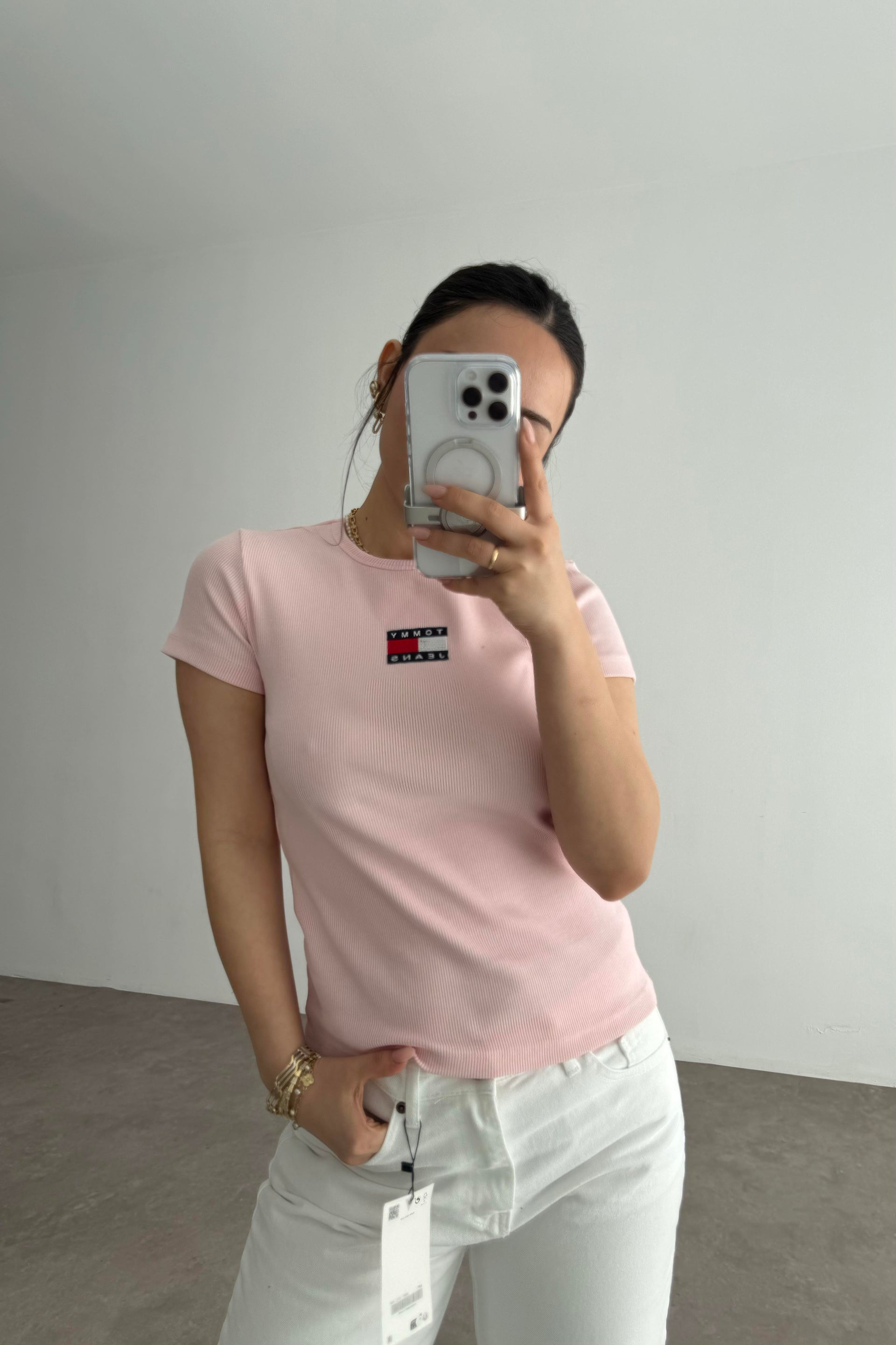 TH Kare Logolu Pembe T-shirt