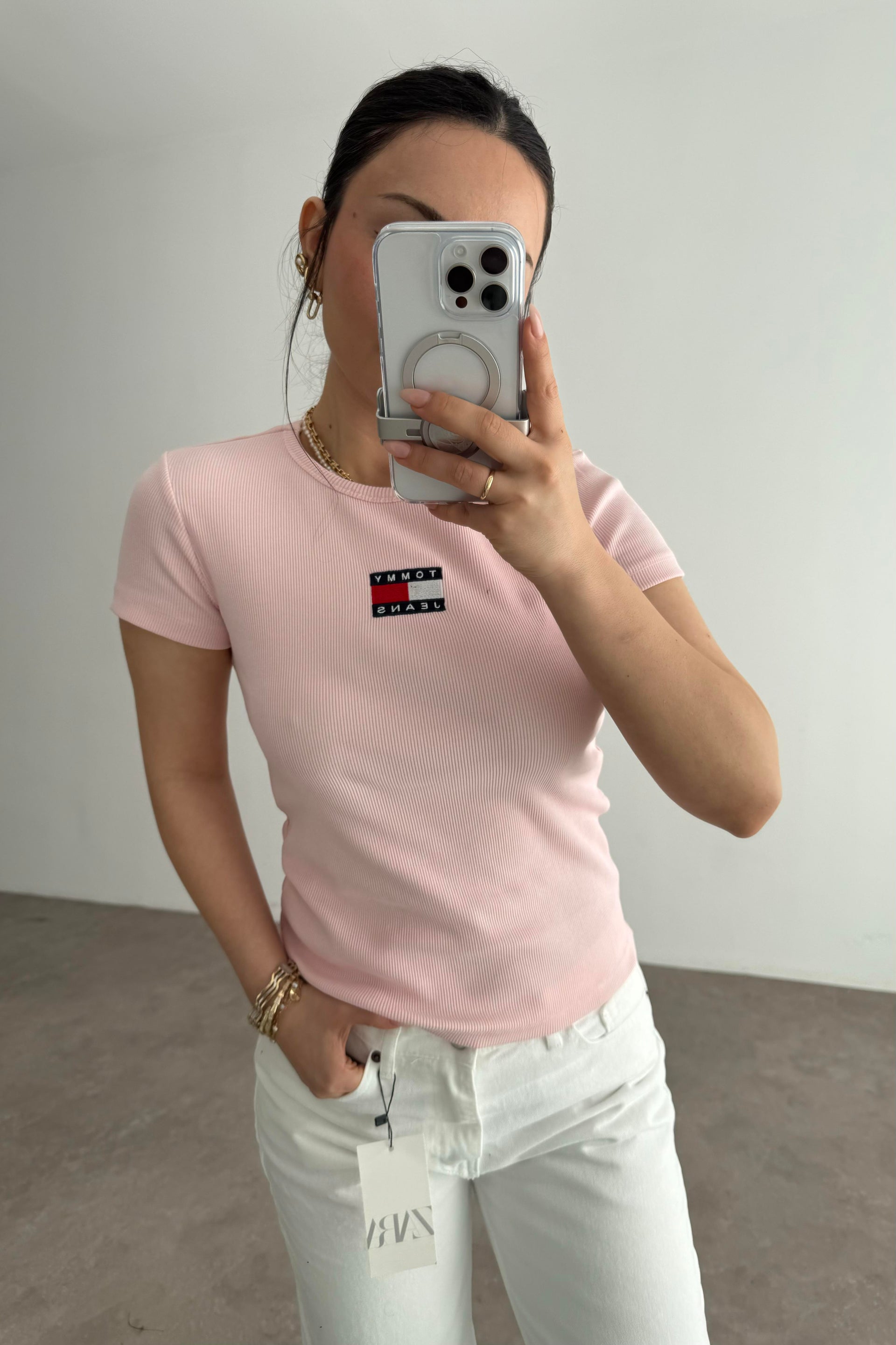 TH Kare Logolu Pembe T-shirt