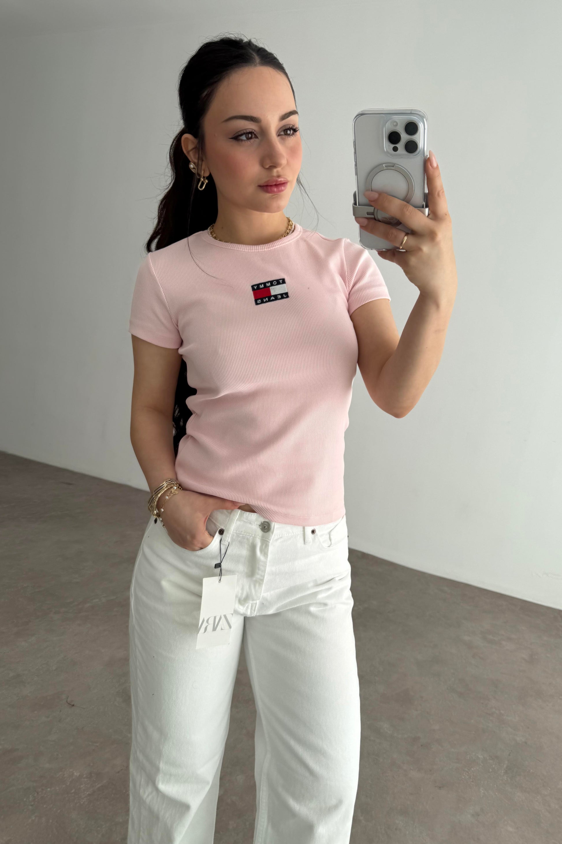 TH Kare Logolu Pembe T-shirt