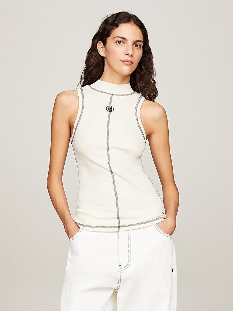 TH Logolu Dik Yaka Bluz