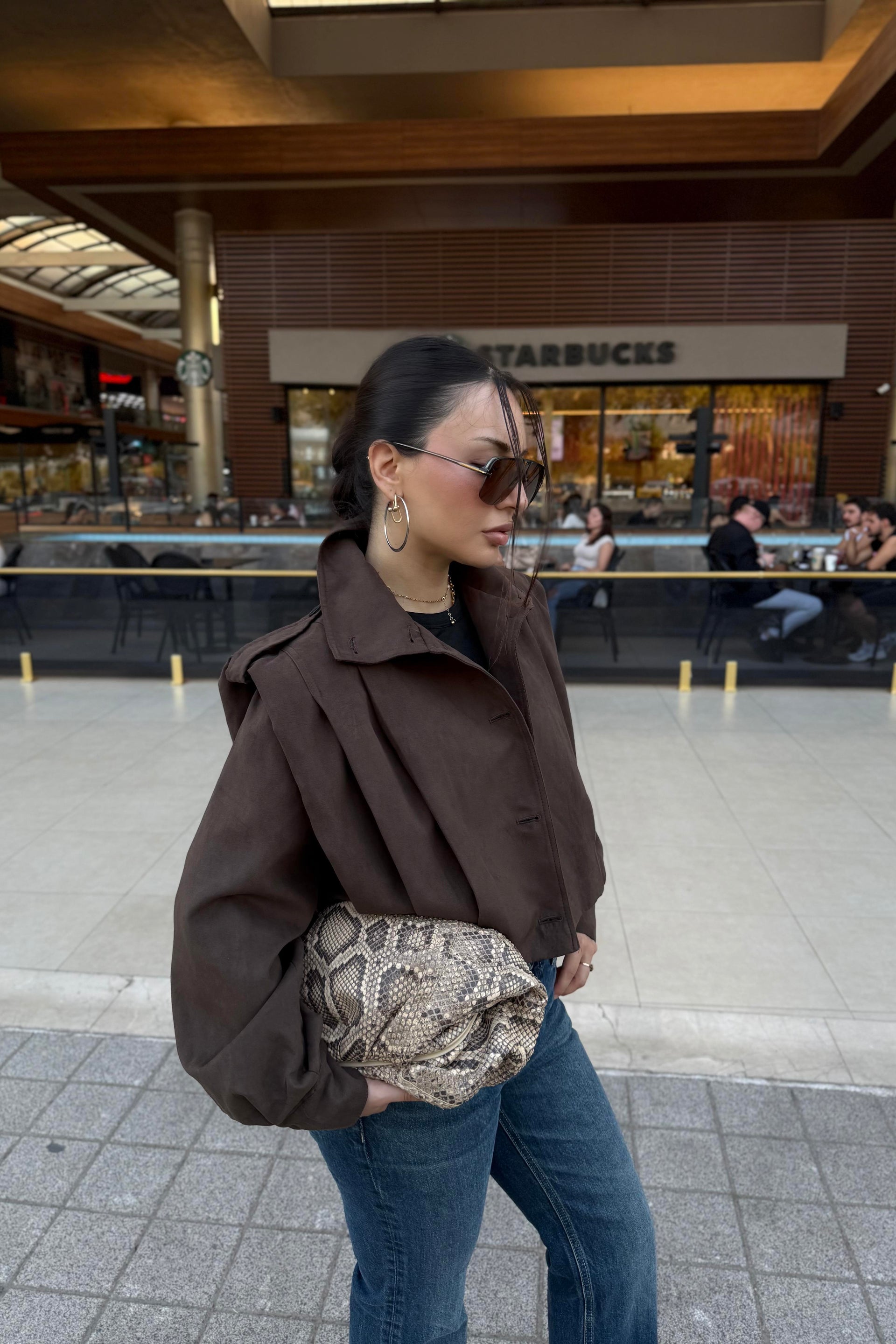 Tiana Süet Koyu Kahve Bomber Ceket