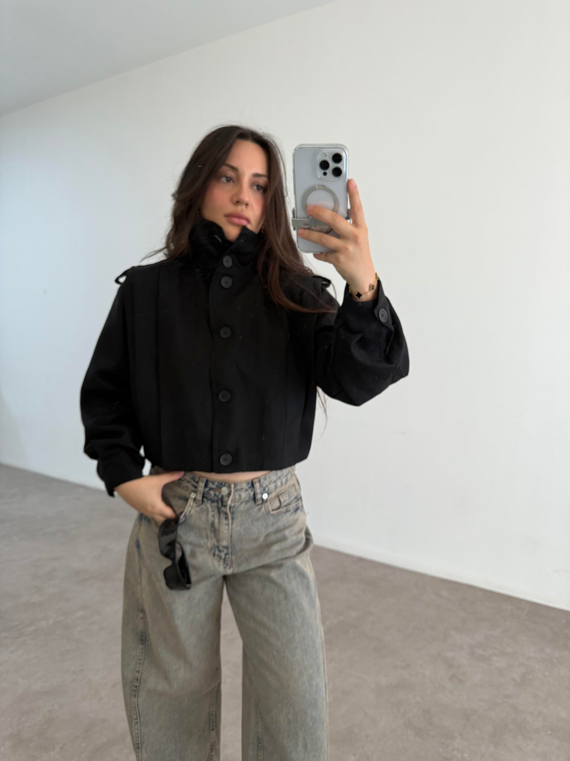 Tiana Süet Siyah Bomber Ceket