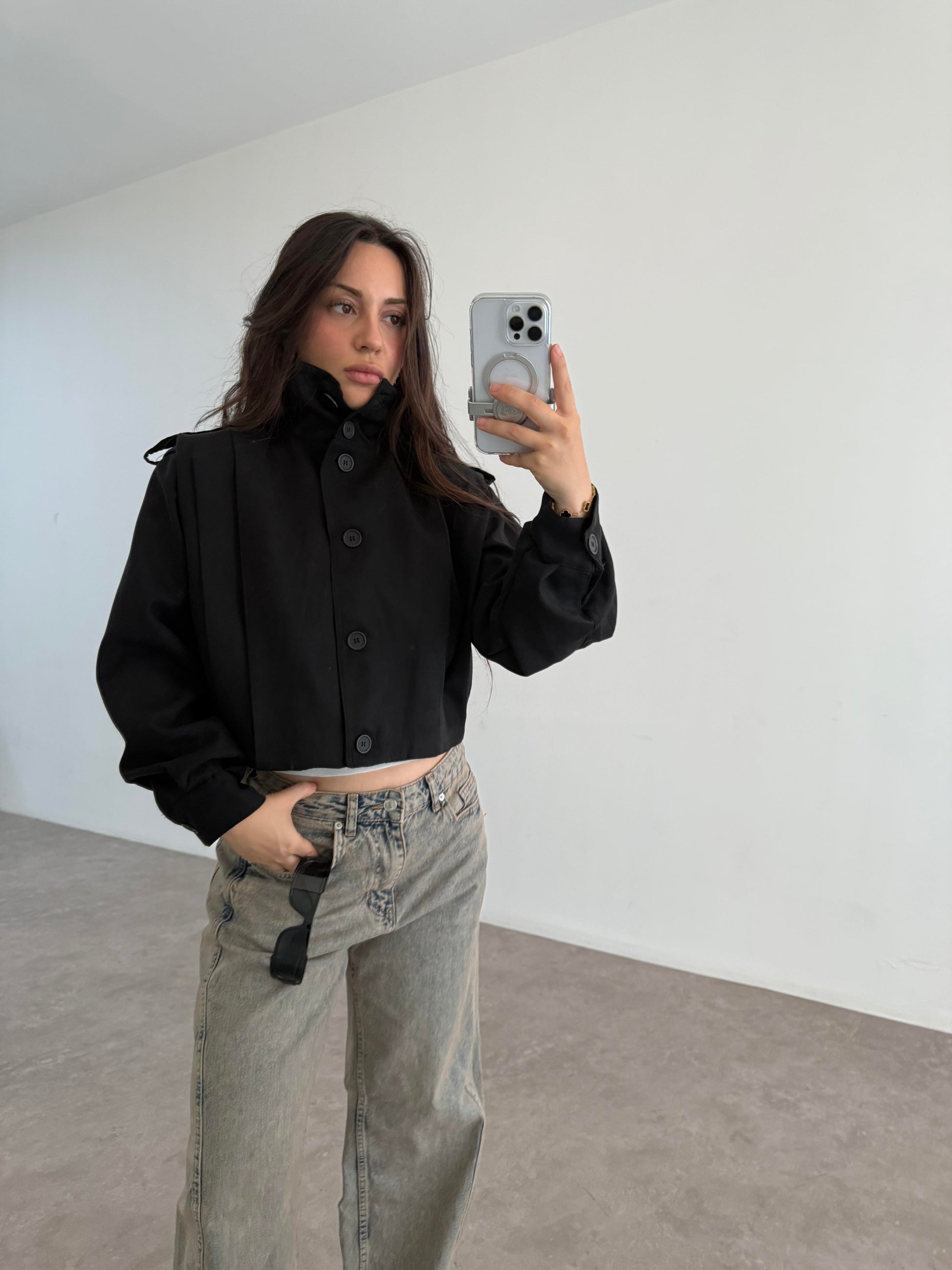 Tiana Süet Siyah Bomber Ceket
