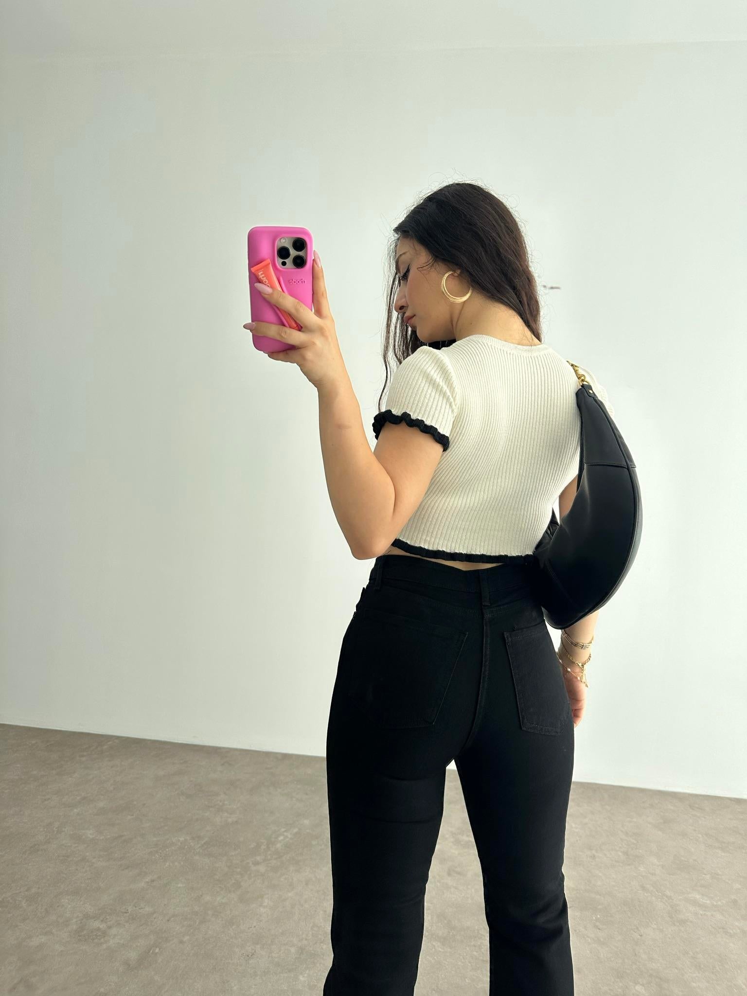 Toparlayıcı Mini Flare Siyah Jean