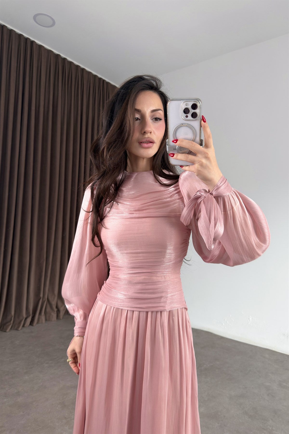 Valea Işıltılı Soft Pembe Elbise