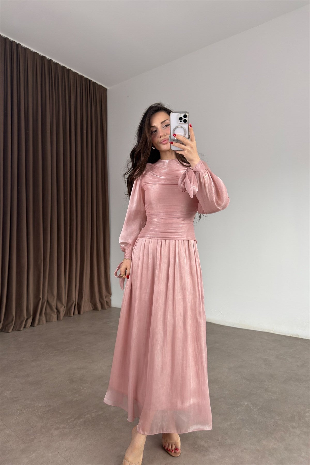 Valea Işıltılı Soft Pembe Elbise