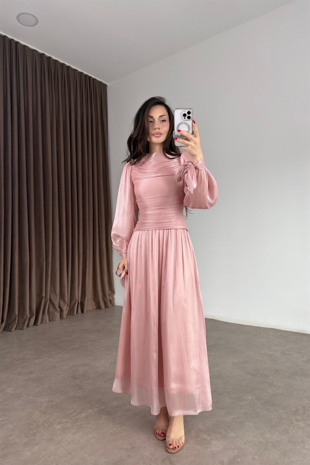 Valea Işıltılı Soft Pembe Elbise