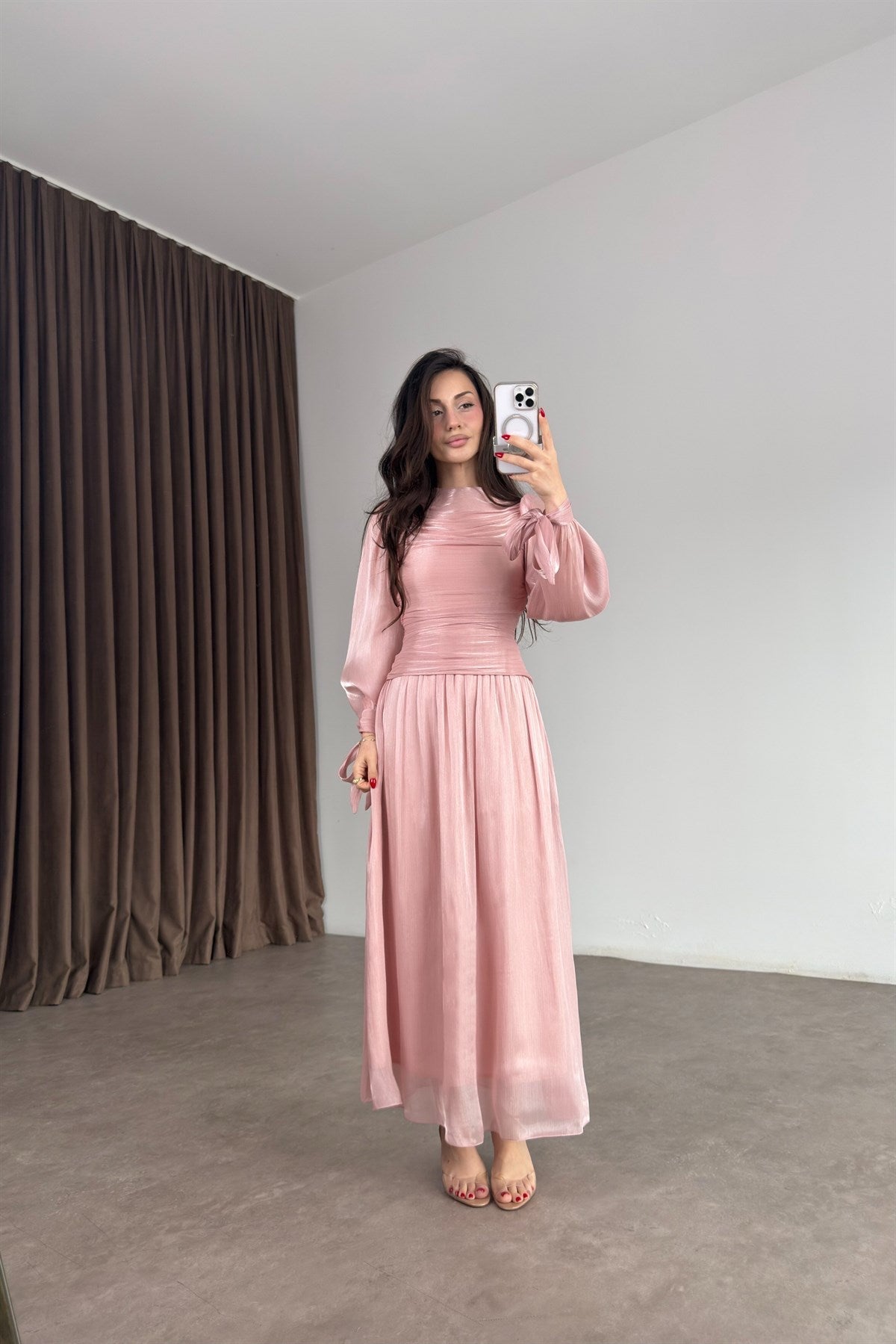 Valea Işıltılı Soft Pembe Elbise