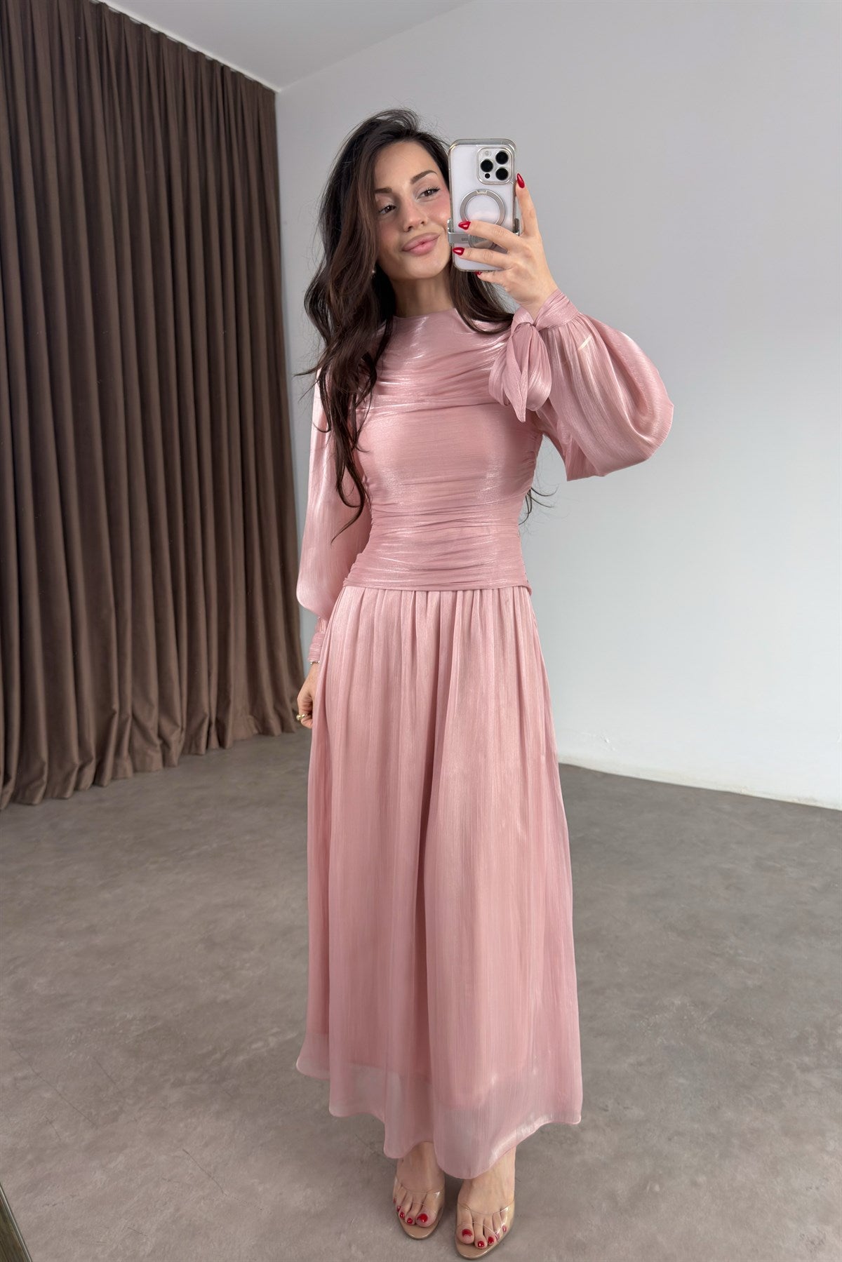Valea Işıltılı Soft Pembe Elbise