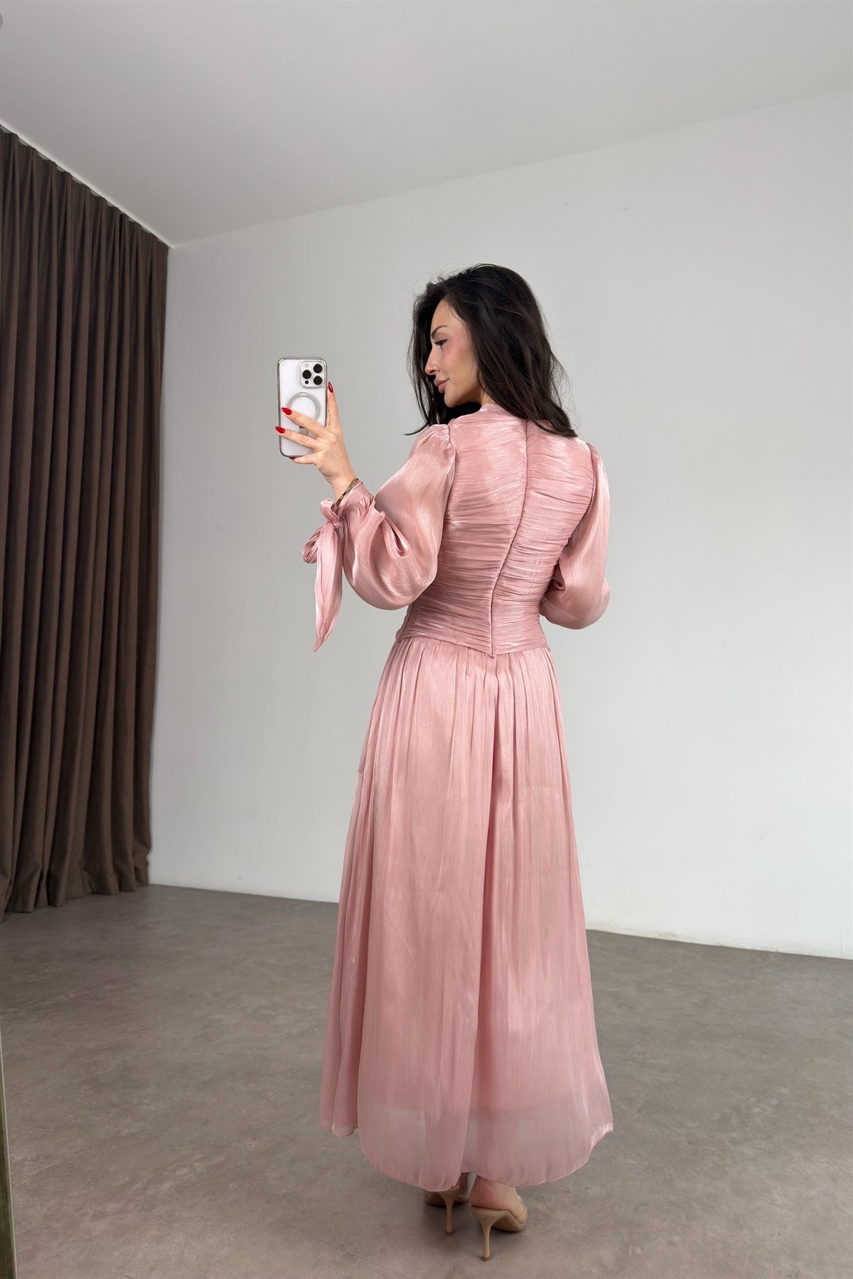 Valea Işıltılı Soft Pembe Elbise